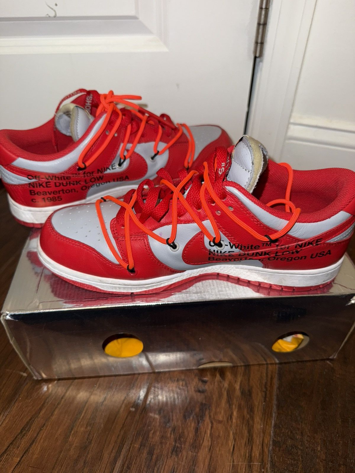 Nike × Off-White Off White Nike Dunk “University Red” Size US 8.5 / EU 41-42 - 2 Thumbnail