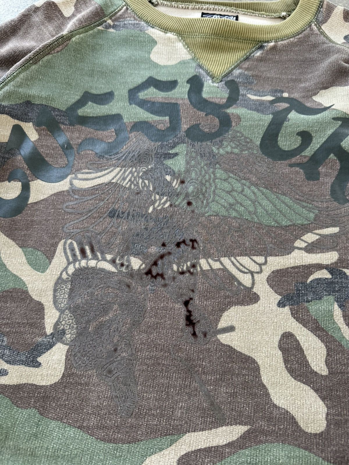 Stussy × Vintage Vintage Y2k Stussy Tribe Camo Sweatshirt Size US M / EU 48-50 / 2 - 3 Thumbnail