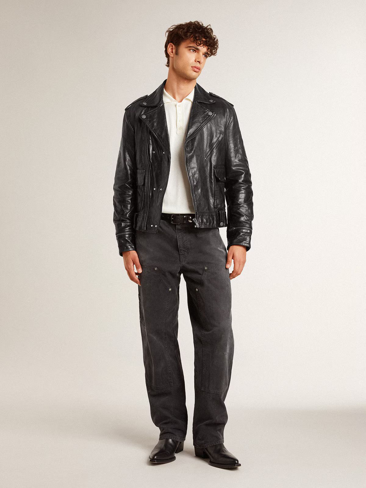 Golden Goose o1s22i1n1224 Leather Biker Jacket in Black Size US L / EU 52-54 / 3 - 3 Thumbnail