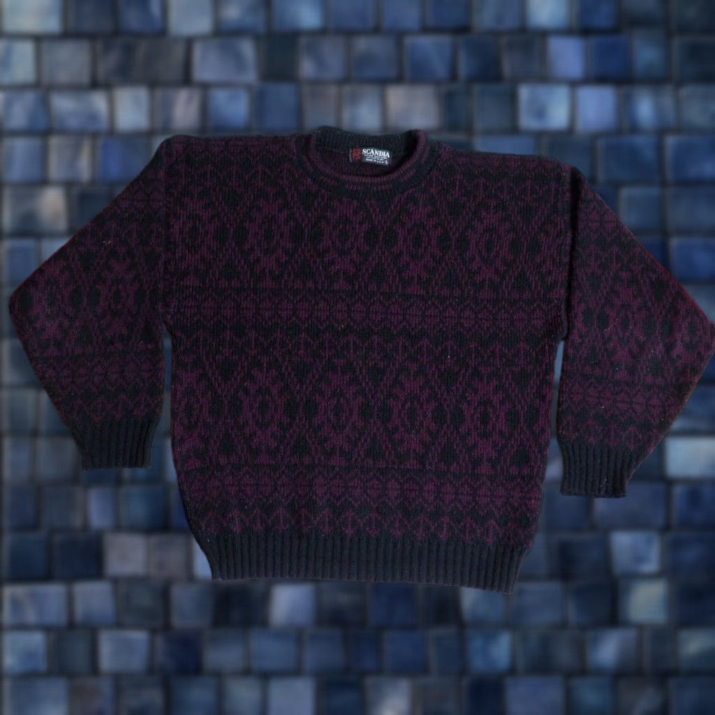 Vintage VTG 70s 80s Scandia USA Made Wool Geometric Pullover Sweater L Black 100% Wool EUC Men’s Mens Size US L / EU 52-54 / 3 - 1 Thumbnail