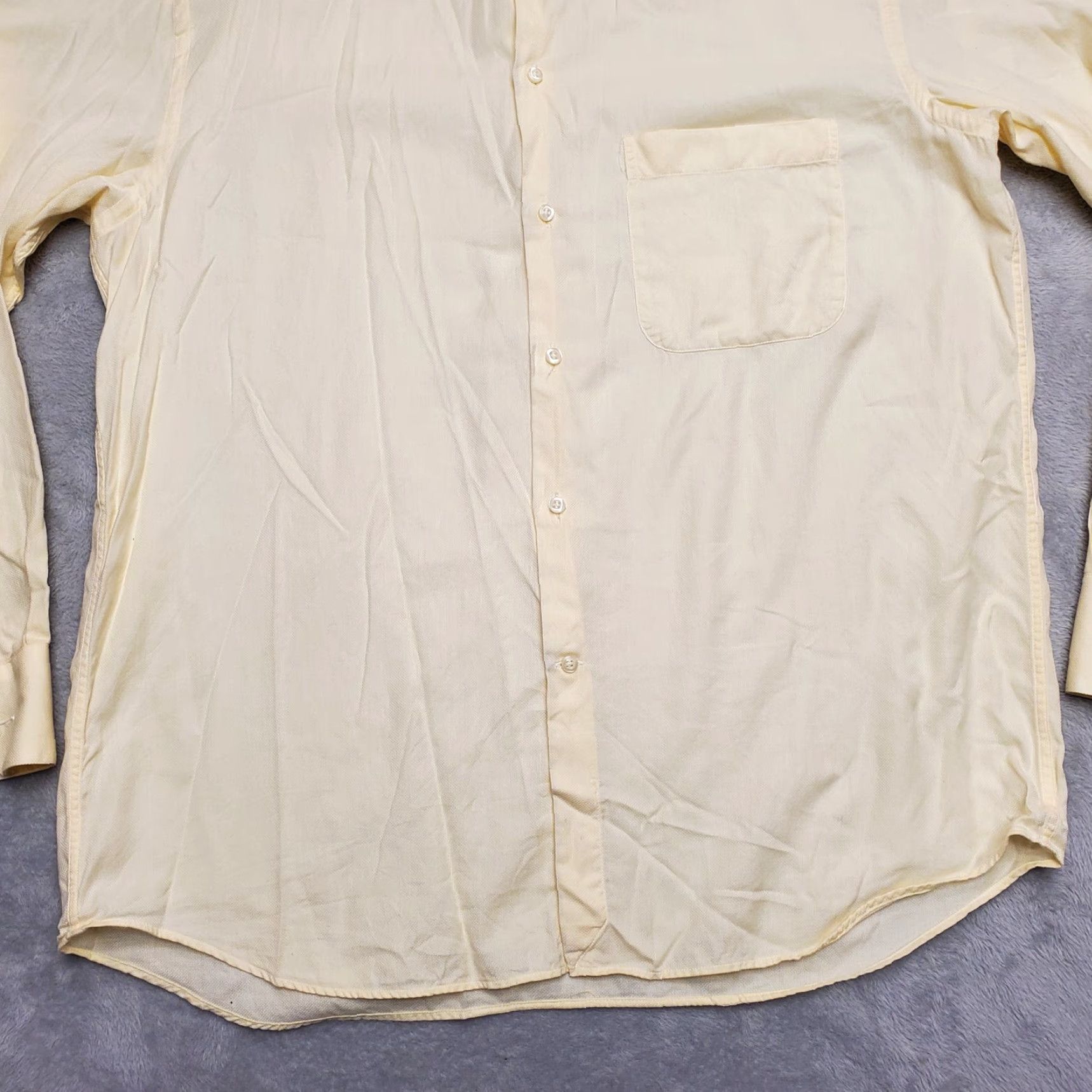Vintage Lazo Shirt Mens 16.5 Yellow Long Sleeve Hidden Button Down 100% Cotton Italy Shirt Mens 16.5 Yellow Long Sleeve Button-Down Cotton Italy Size US XL / EU 56 / 4 - 3 Thumbnail