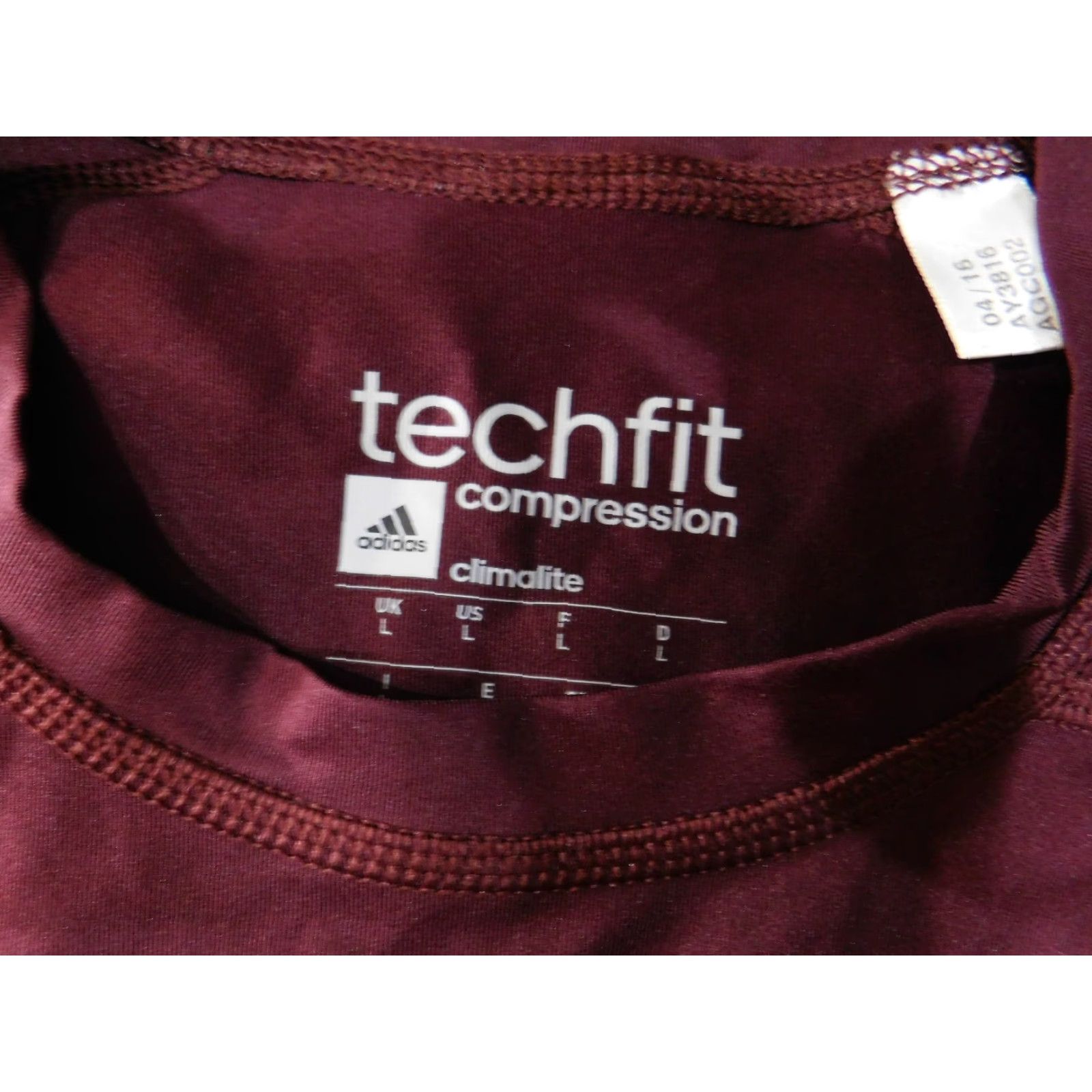 Adidas adidas compression shirt mens Large maroon techfit climalite chip stretch shirt athletic breathable short sleeve logo football 90s sports Mens Size US L / EU 52-54 / 3 - 6 Thumbnail