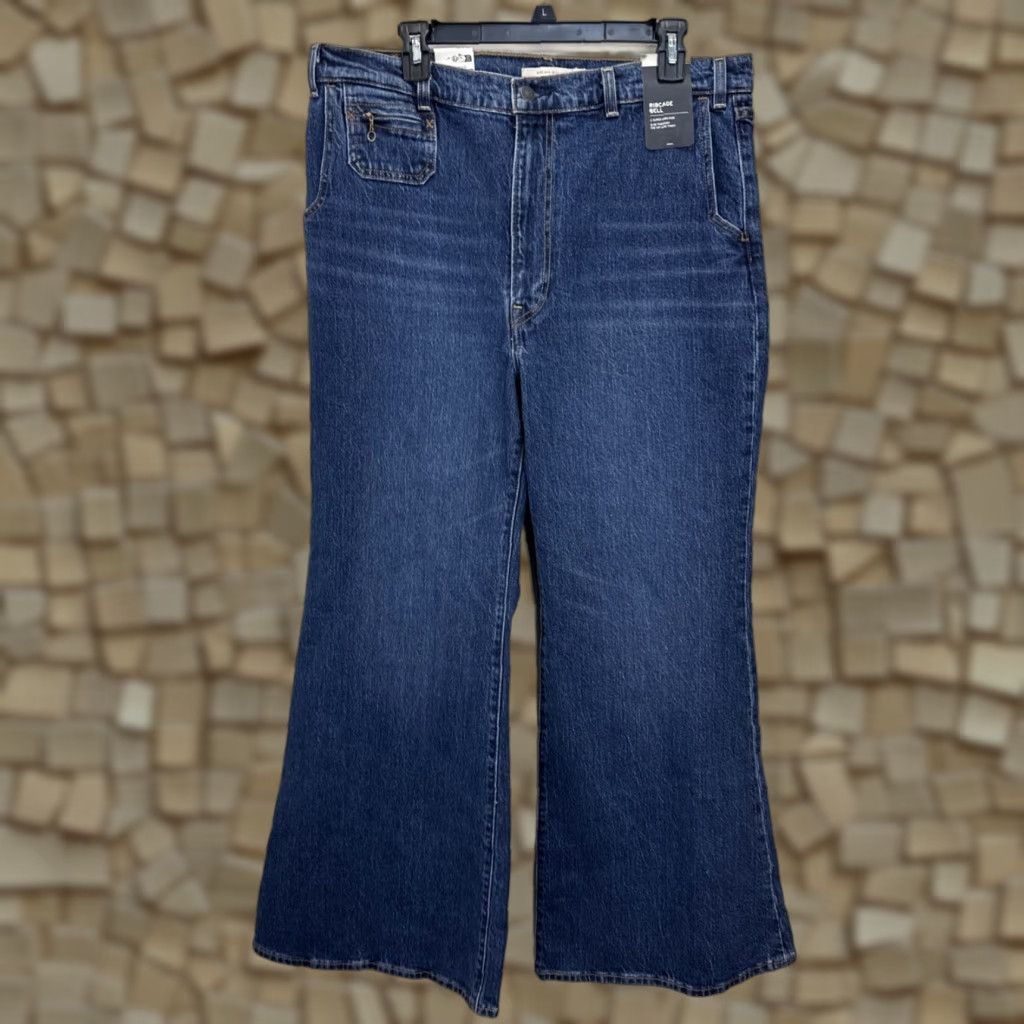 Levi's Levi's Jeans Ribcage Bell High Rise 33x32 Blue Stretch Denim 5-Pocket Zip Button Womens Regular Size 24" / US 00 / IT 34 - 1 Thumbnail