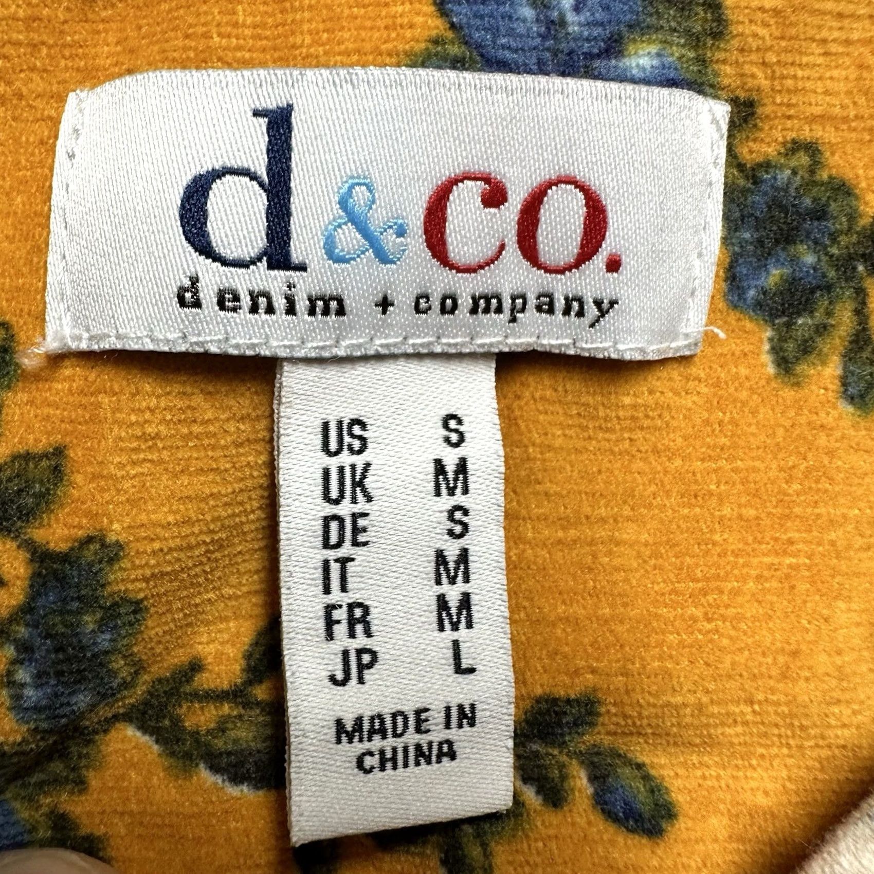 Denim & Co. Denim & Co Shirt Womens Small Yellow Floral Print Corduroy Button Up Long Sleeve Size S / US 4 / IT 40 - 4 Thumbnail