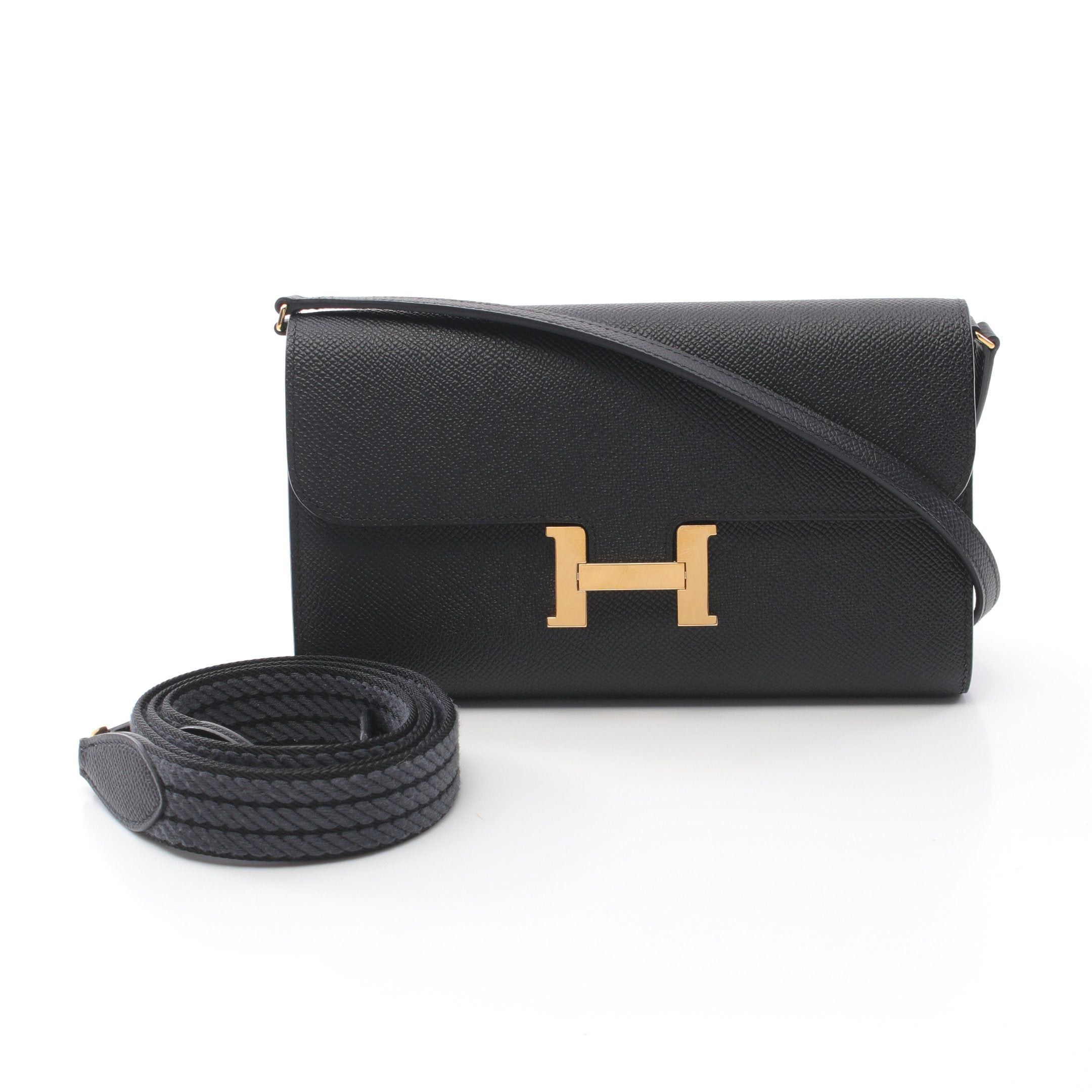 Hermes Hermes Constance Long Too Go Shoulder Wallet Veau Epsom Black Gold Hardware Double Engraved Size ONE SIZE - 1 Thumbnail