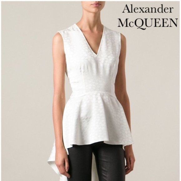 Alexander McQueen Alexander McQUEEN Peplum Top V Neck High Low Size M / US 6-8 / IT 42-44 - 1 Thumbnail