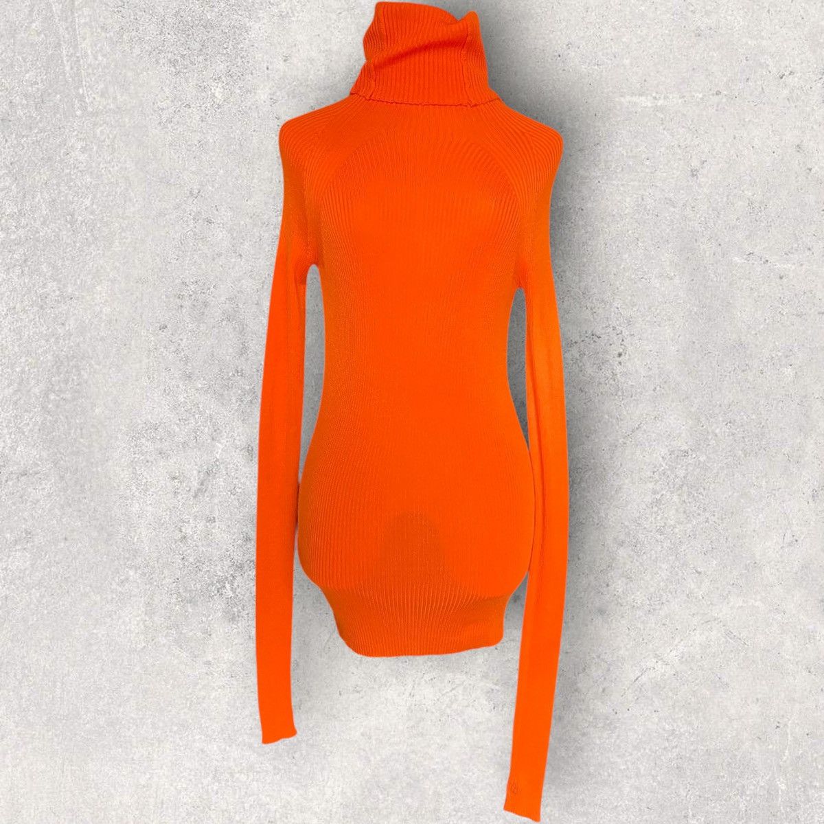 Yohji Yamamoto Orange Micro Ribbed Tencel Turtleneck Sweashirt Size M / US 6-8 / IT 42-44 - 3 Thumbnail