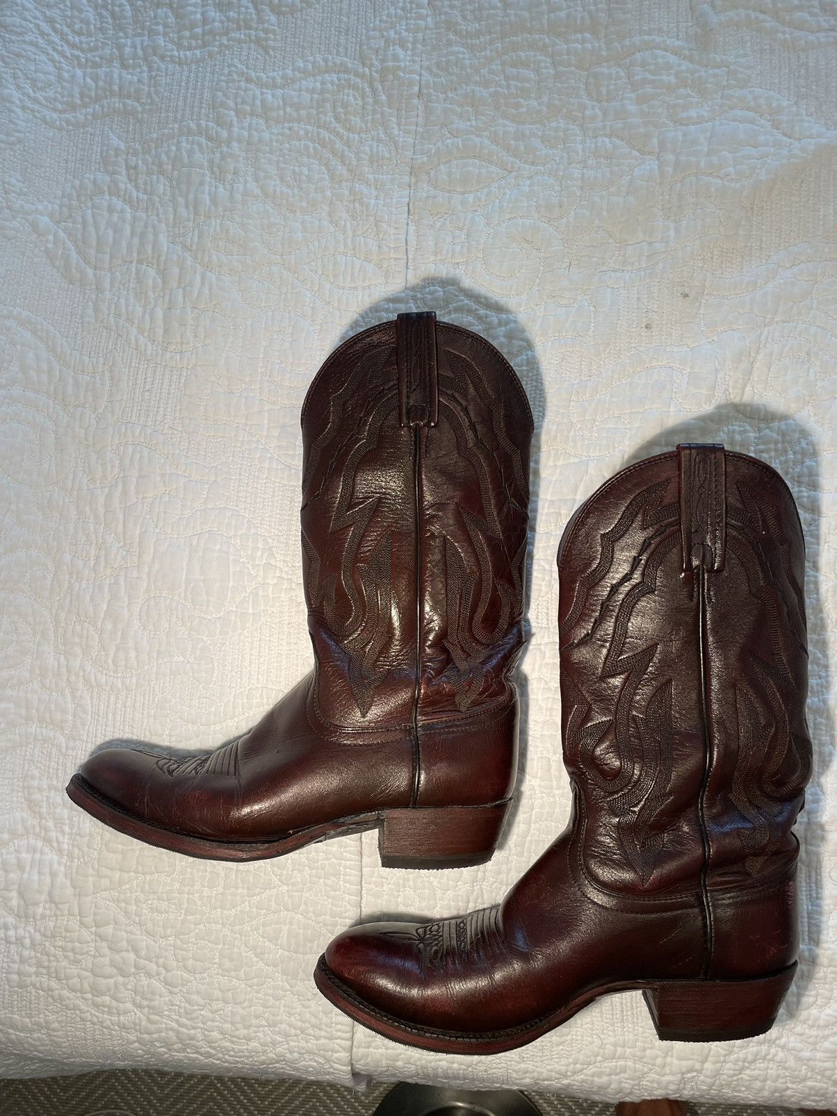 Bottes Cowboy Lucchese Autruche Découpe Exotique Taille 9.5A - Vintage, état Très Bon, Modèle 2318