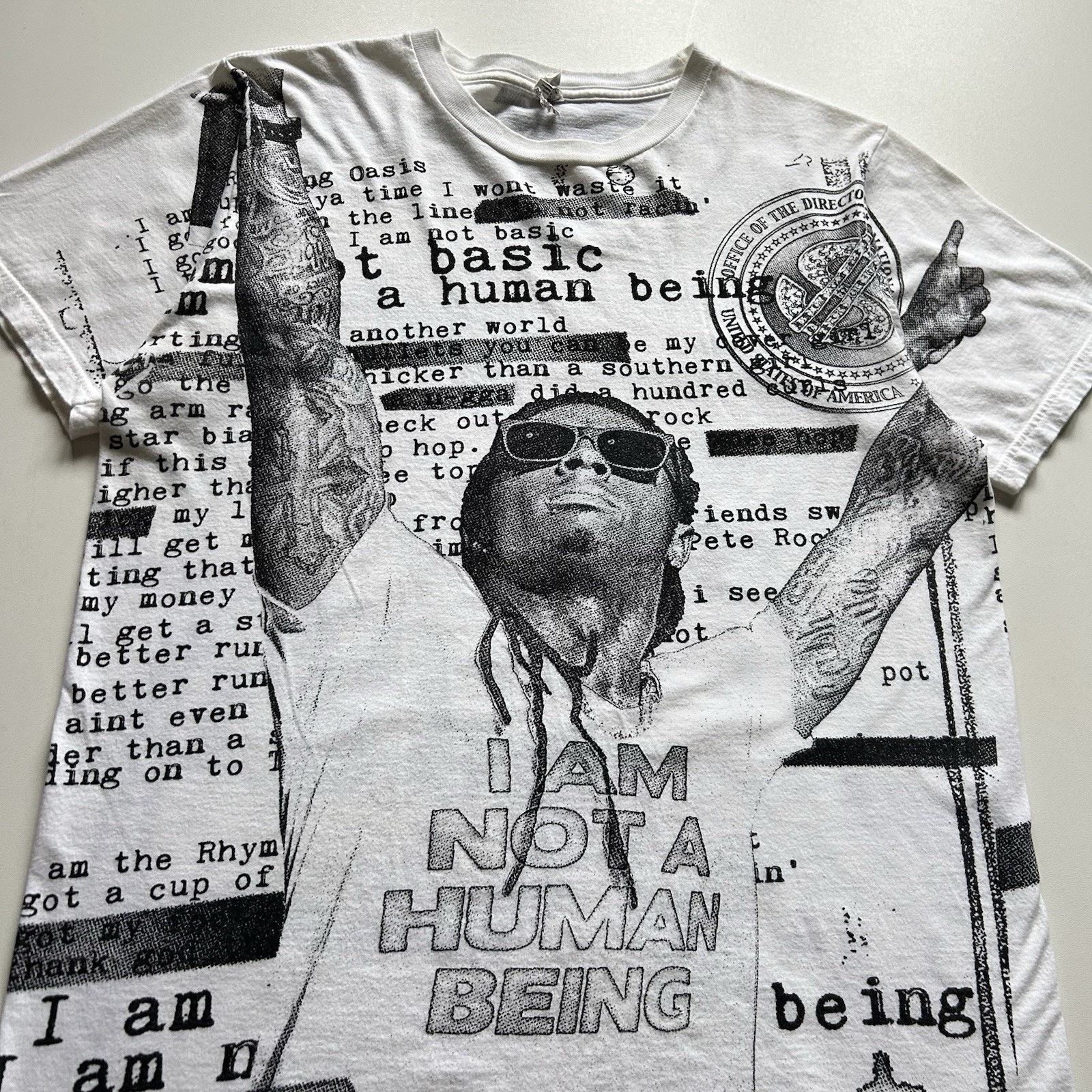 Rap Tees × Vintage Vintage Lil Wayne AOP T Shirt Medium White Y2K Hip Hop Promo Size US M / EU 48-50 / 2 - 2 Thumbnail