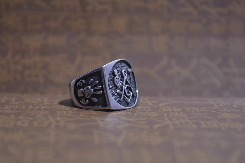 Jewelry Freemasonry Jewelry Rings Open Size Chrome Ring (Size 7-13) Size ONE SIZE - 5 Thumbnail