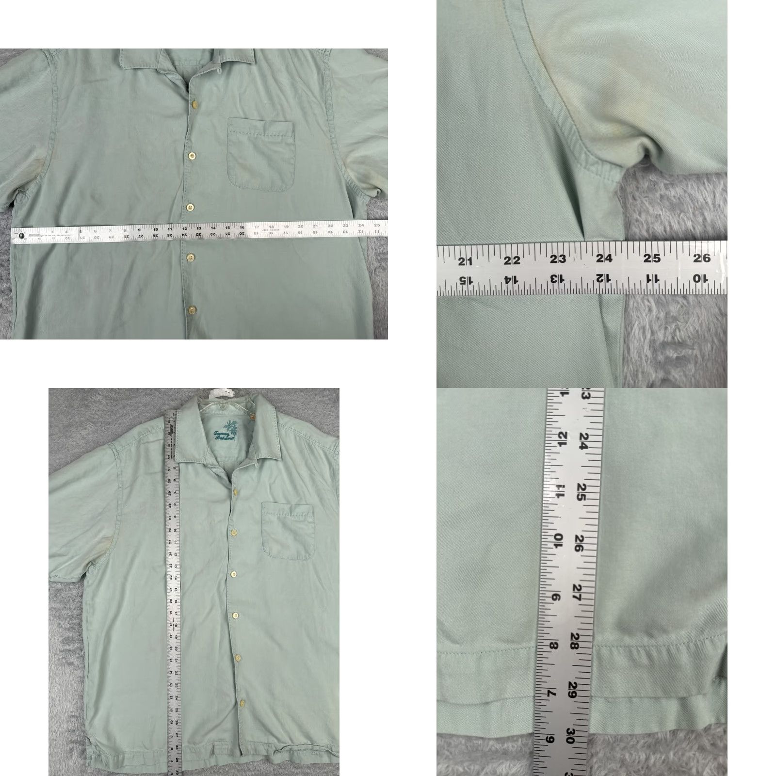 Tommy Bahama Tommy Bahama Shirt Men Extra Large Teal Solid Button Up Silk Read Me 100% Silk Read Me Size US L / EU 52-54 / 3 - 8 Thumbnail