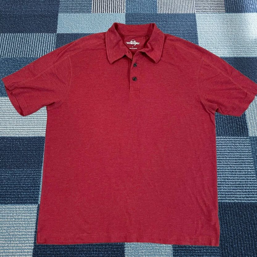 Wrangler Wrangler Polo Shirt Mens L Red Short Sleeve Collared Rugby Cotton Outdoor Men Size US L / EU 52-54 / 3 - 1 Thumbnail
