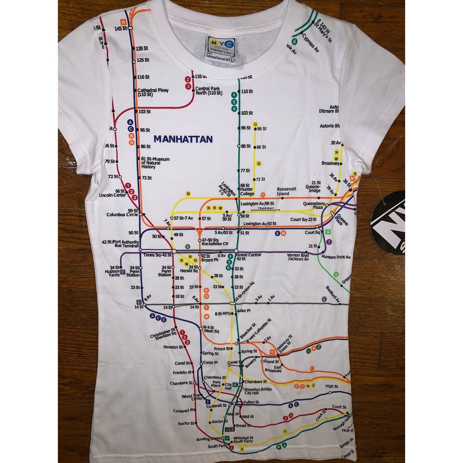 Other NYC Subway Line Manhattan Map Baby Tee Juniors L NWT MTA Size L / US 10 / IT 46 - 3 Thumbnail