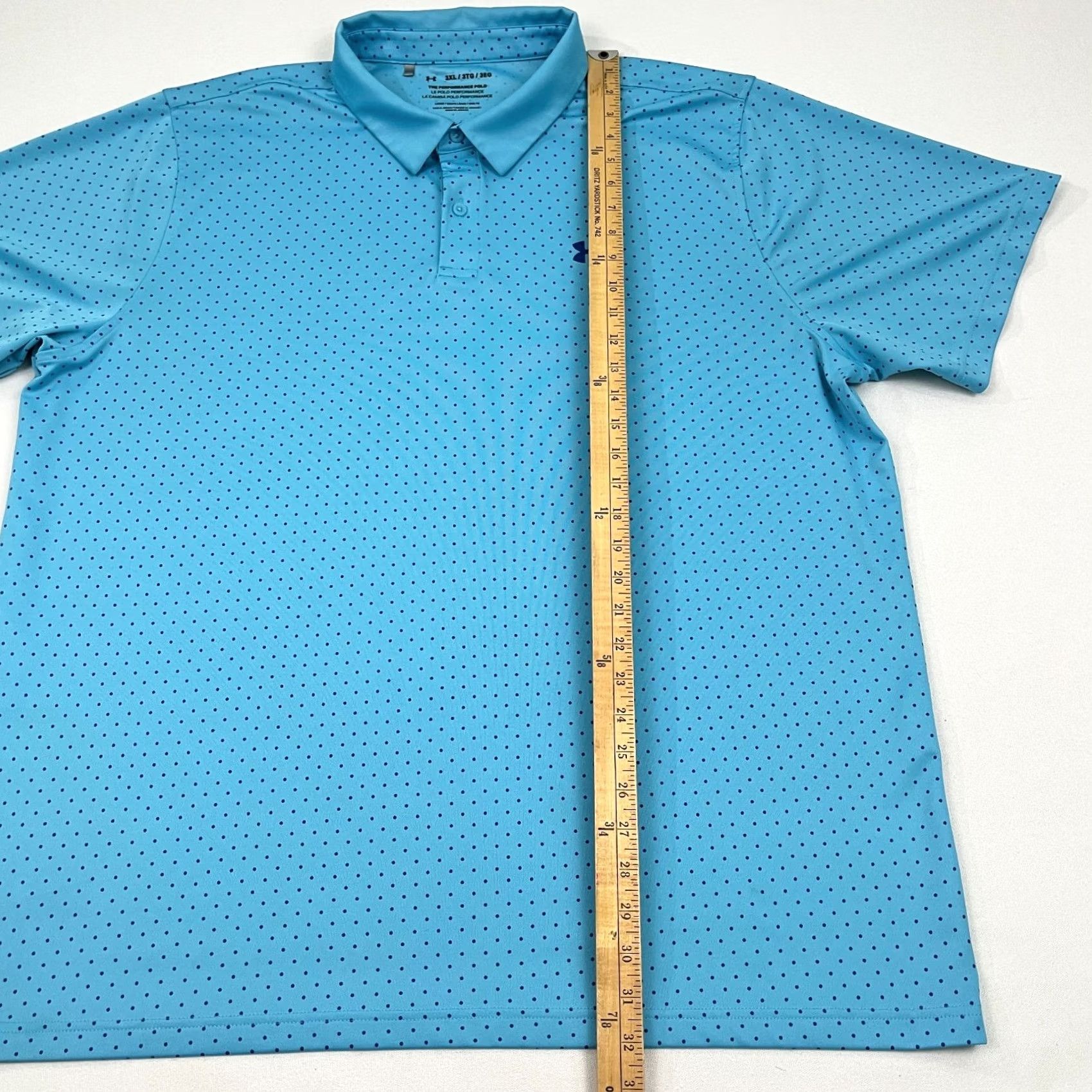 Under Armour VINTAGE Under Armour Polo Shirt Mens 3XL XXXL Blue Polka Dot Active Golf S/S Size US XXL / EU 58 / 5 - 5 Thumbnail