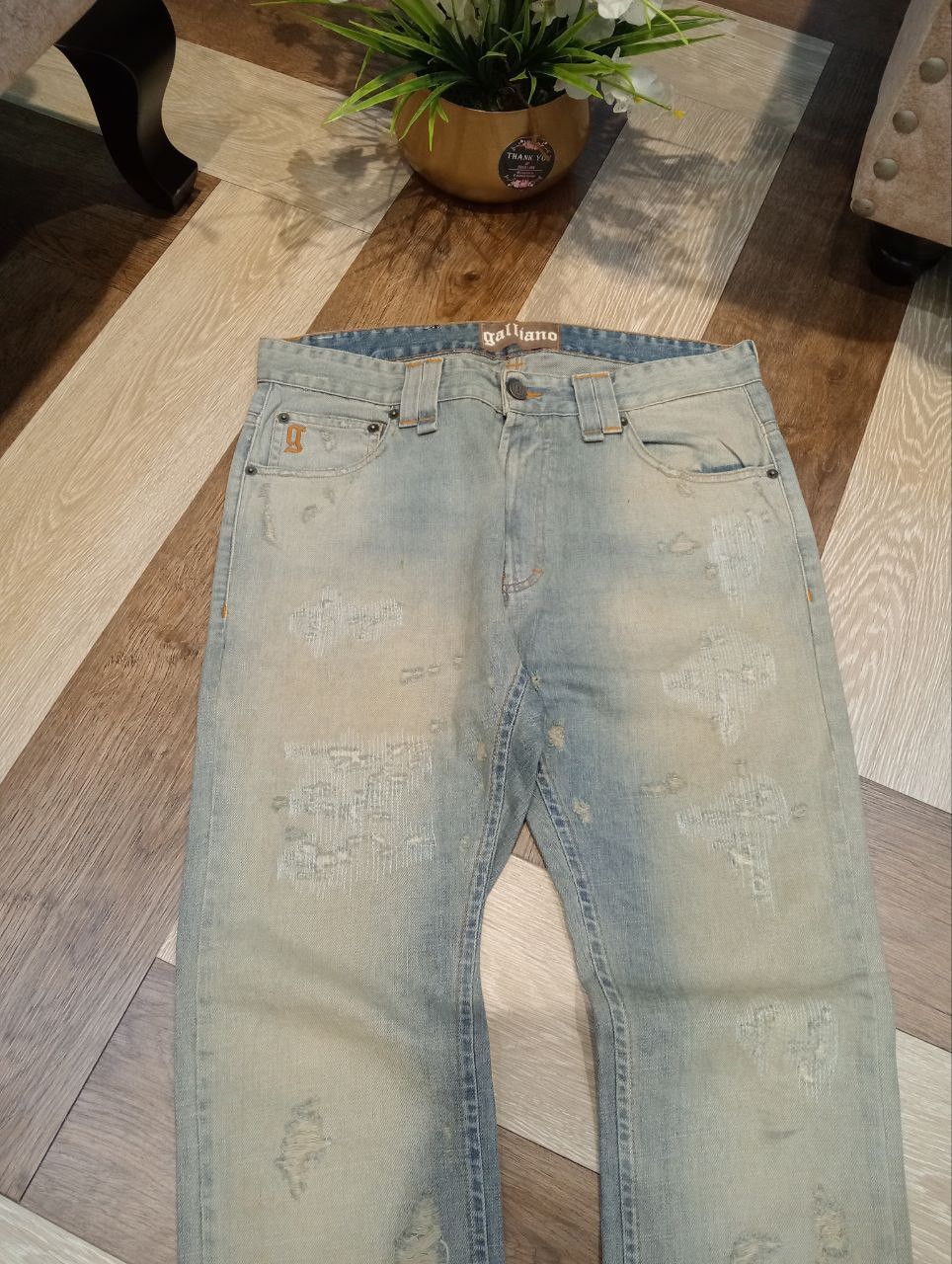 John Galliano JOHN GALLIANO BLUE DISTRESSED DENIM JEANS - SIZE 32 Size US 32 / EU 48 - 4 Thumbnail