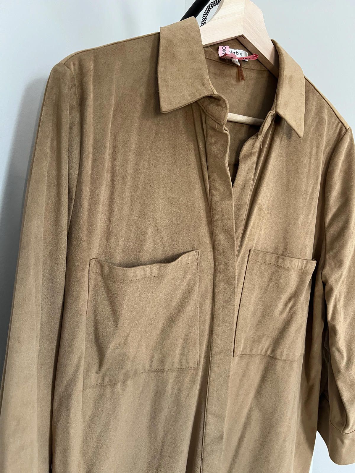 Other Tyler Boe Tan Faux Suede Button-Down Shirt Dress - Medium Size M / US 6-8 / IT 42-44 - 2 Thumbnail