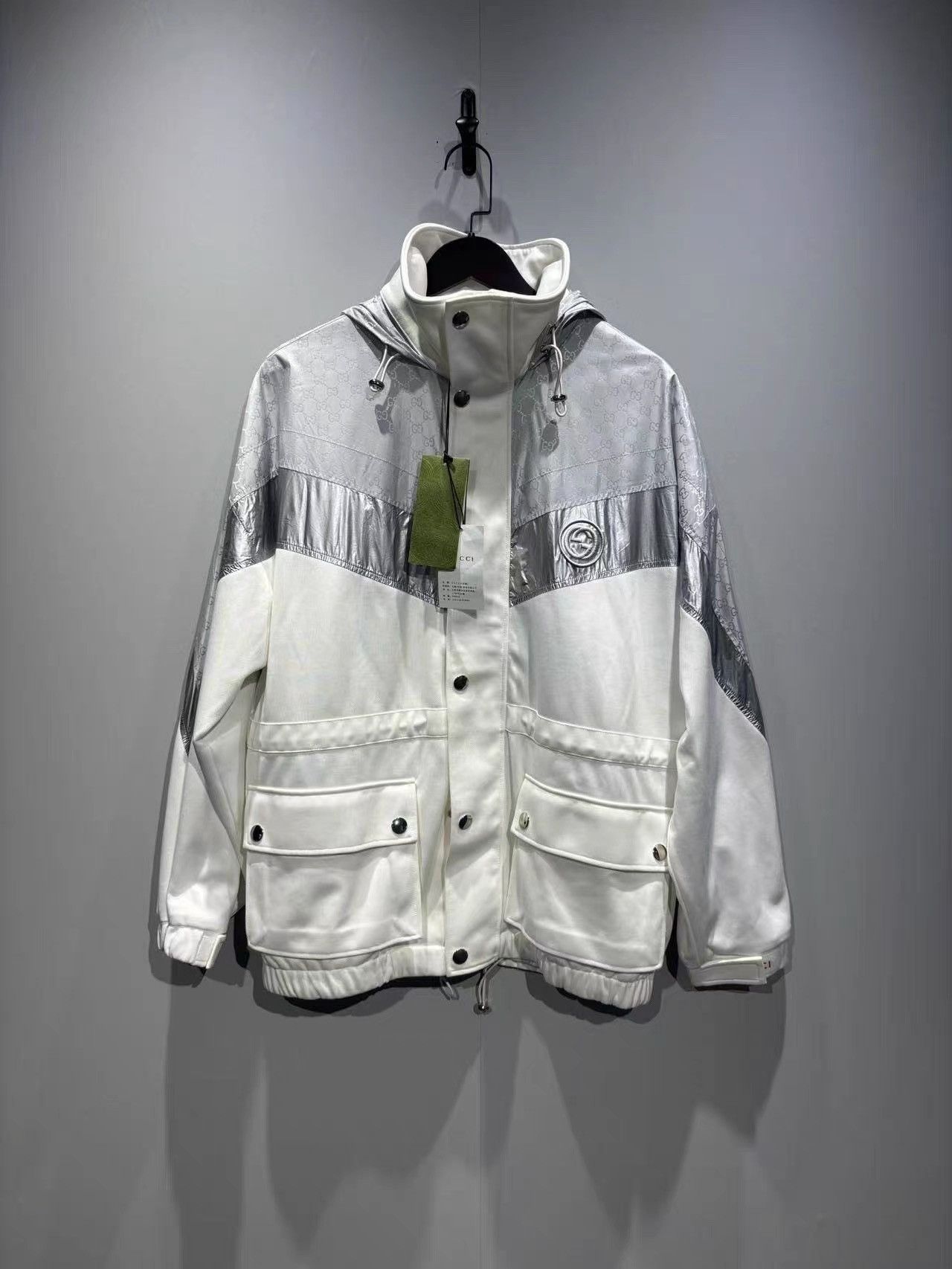 Gucci Gucci Silver GG Monogram Jacket K36 Size US M / EU 48-50 / 2 - 1 Thumbnail
