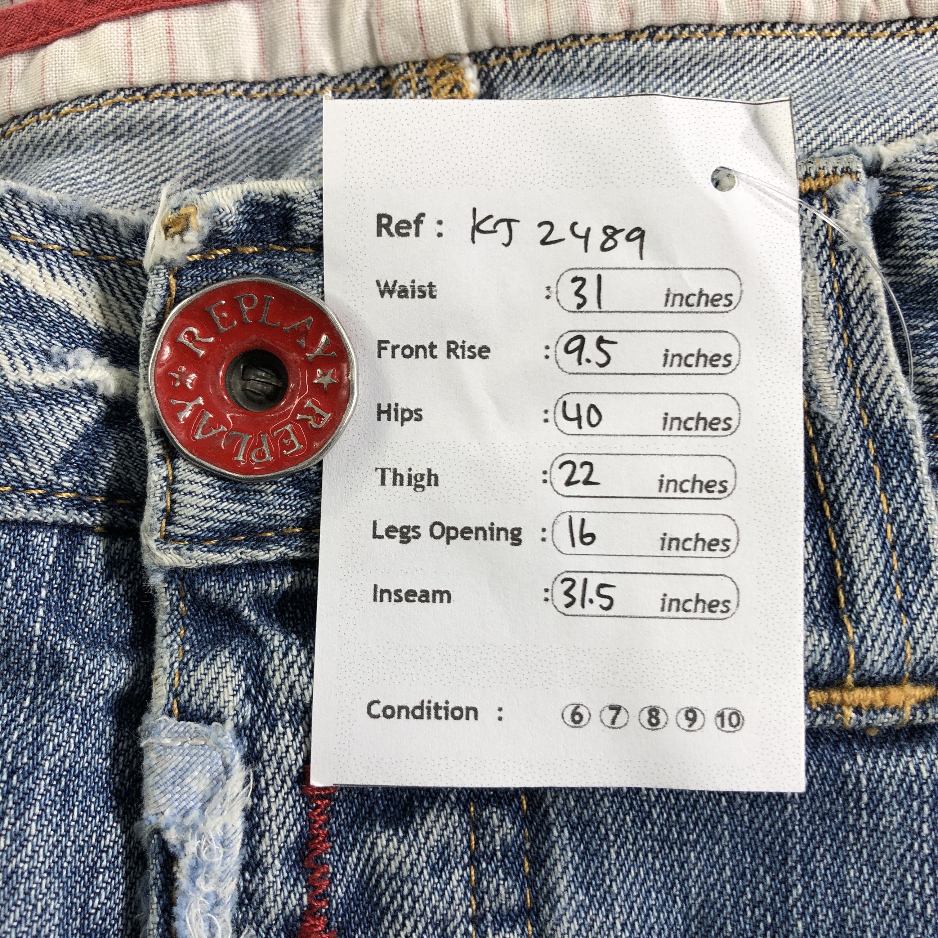 Replay Replay Jeans Ripped Faded Blue Denim KJ2489 Size US 29 - 13 Thumbnail