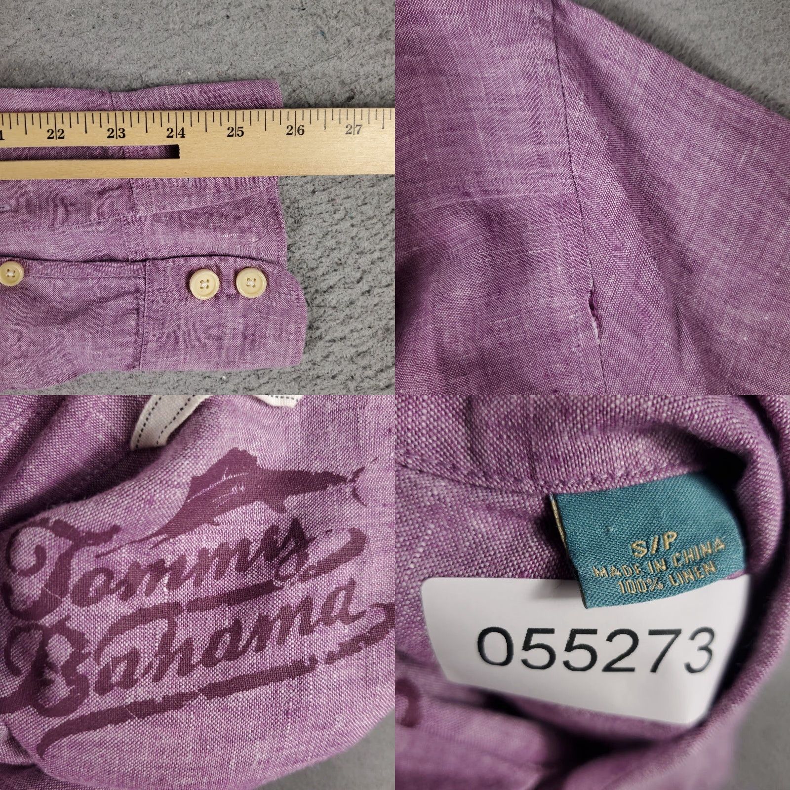 Tommy Bahama Tommy Bahama Shirt Mens Small Purple Linen Button-Up Long Sleeve Casual Size US S / EU 44-46 / 1 - 8 Thumbnail