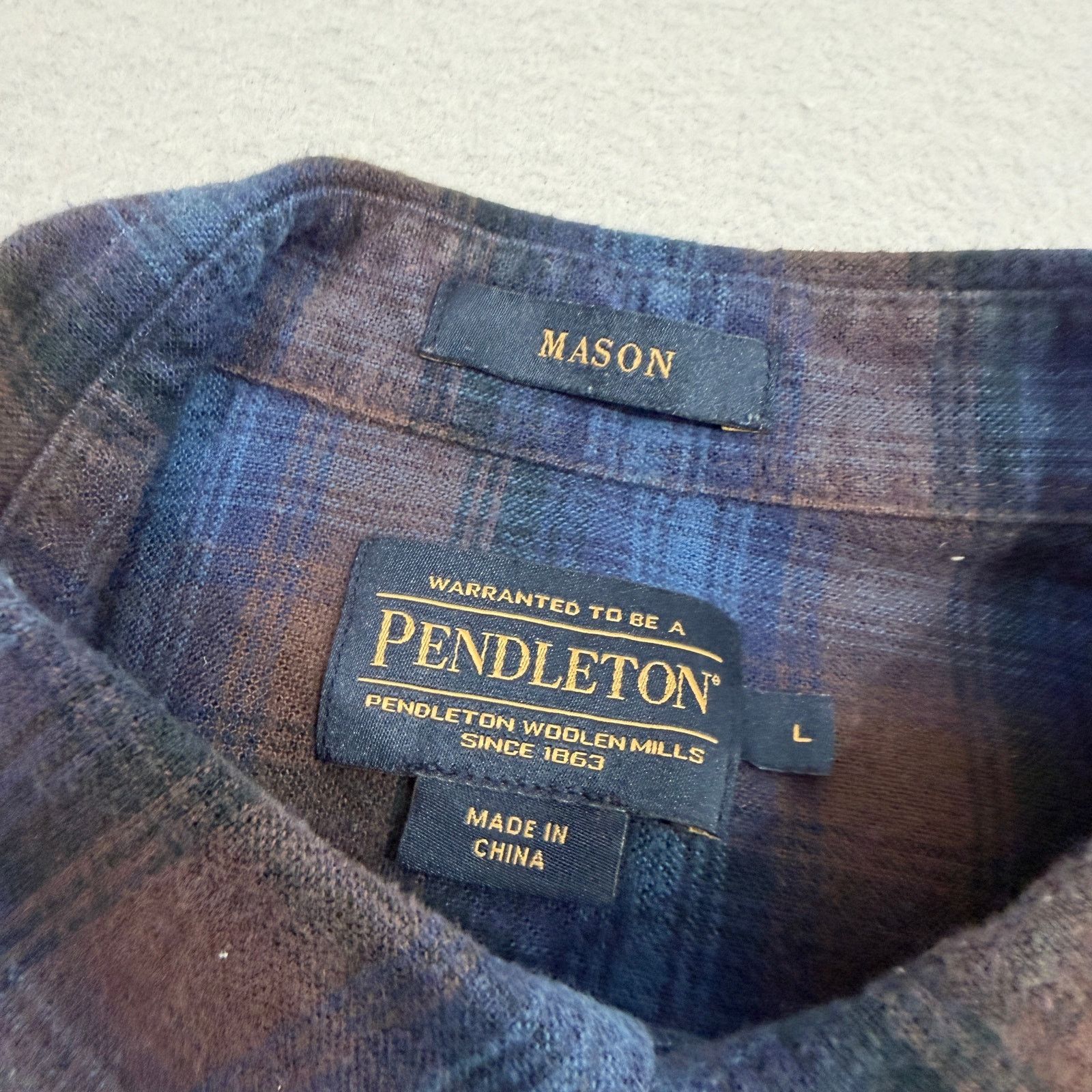 Pendleton Pendleton Mason Flannel Button Down Shirt Large Blue Brown Size US L / EU 52-54 / 3 - 4 Thumbnail