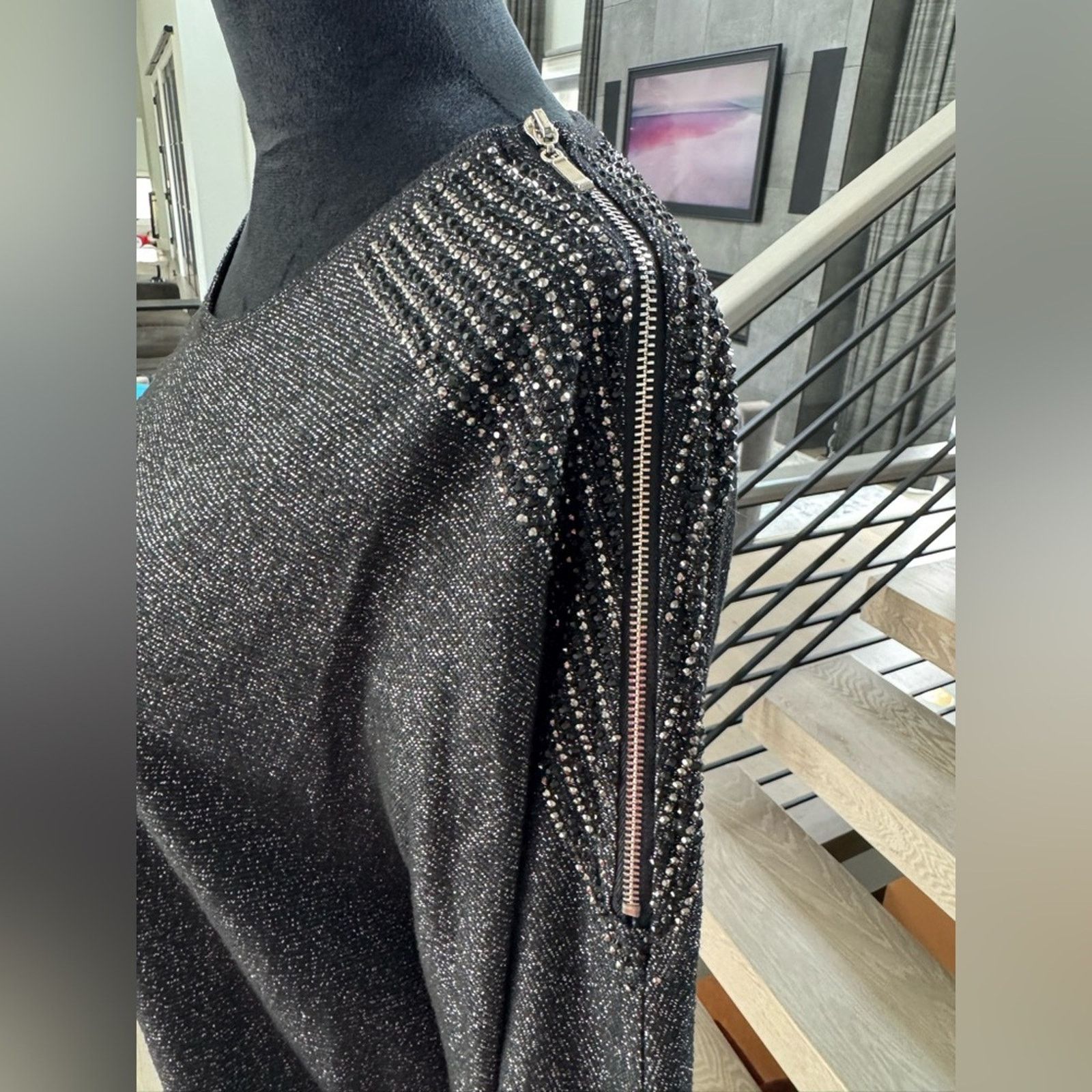 Other New Sparkling Black 3/4 Sleeve Sweater Size S / US 4 / IT 40 - 3 Thumbnail
