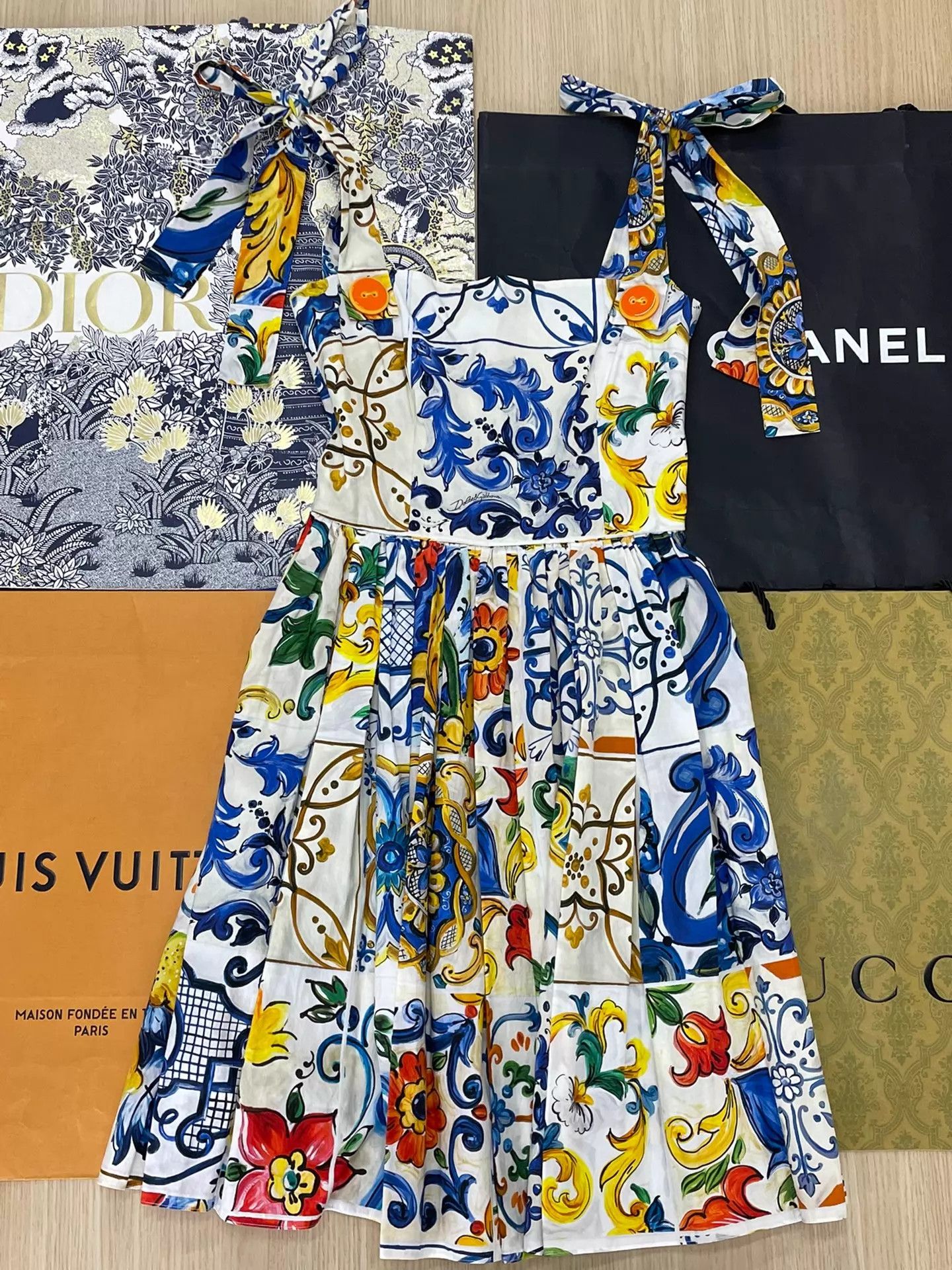 Dolce & Gabbana Dolce&Gabbana Colorful Print Cami Dress 42 Size M / US 6-8 / IT 42-44 - 1 Thumbnail