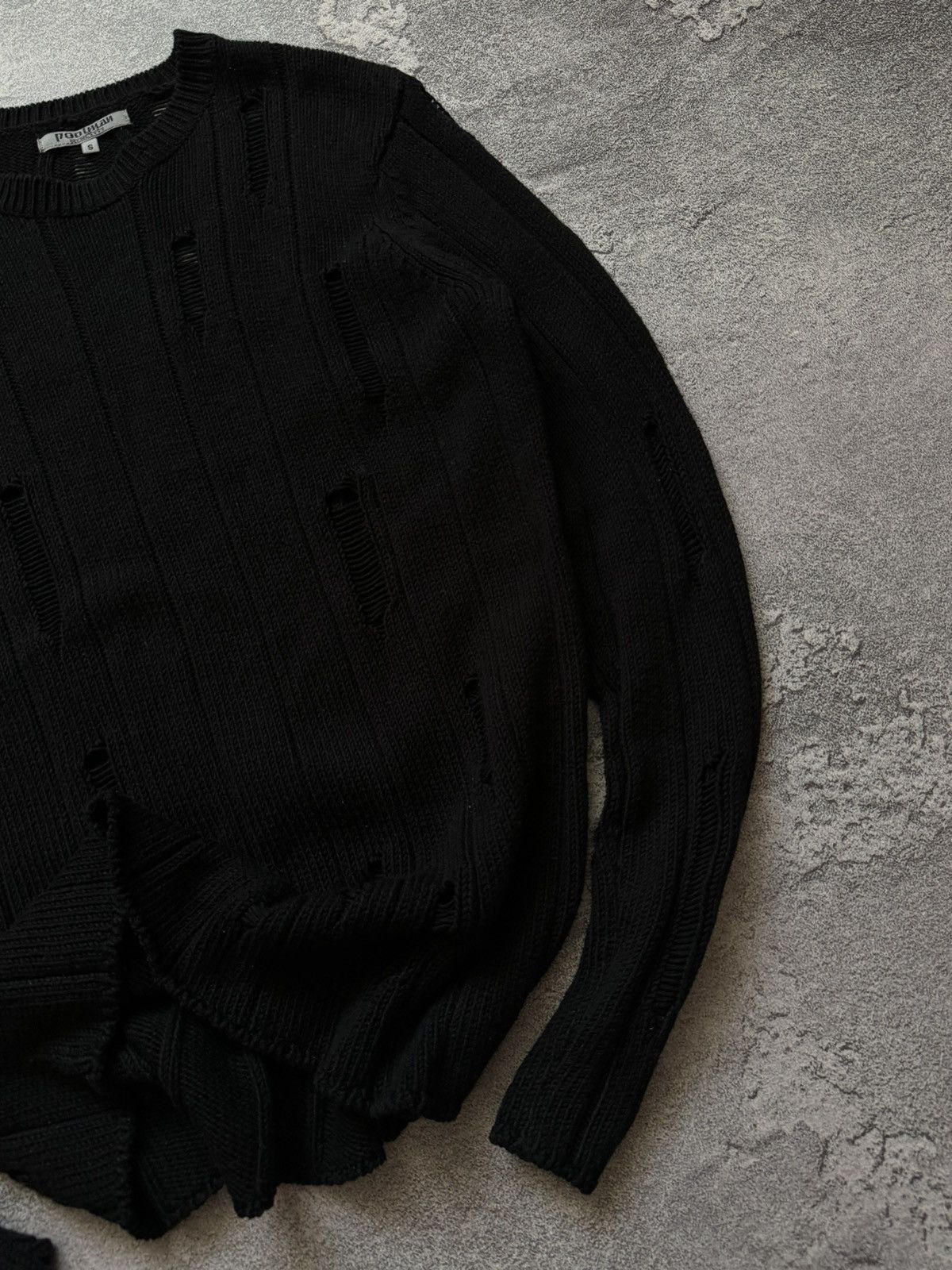 Japanese Brand Poolman S black vintage distressed sweater jumper knitwear Size US S / EU 44-46 / 1 - 4 Thumbnail