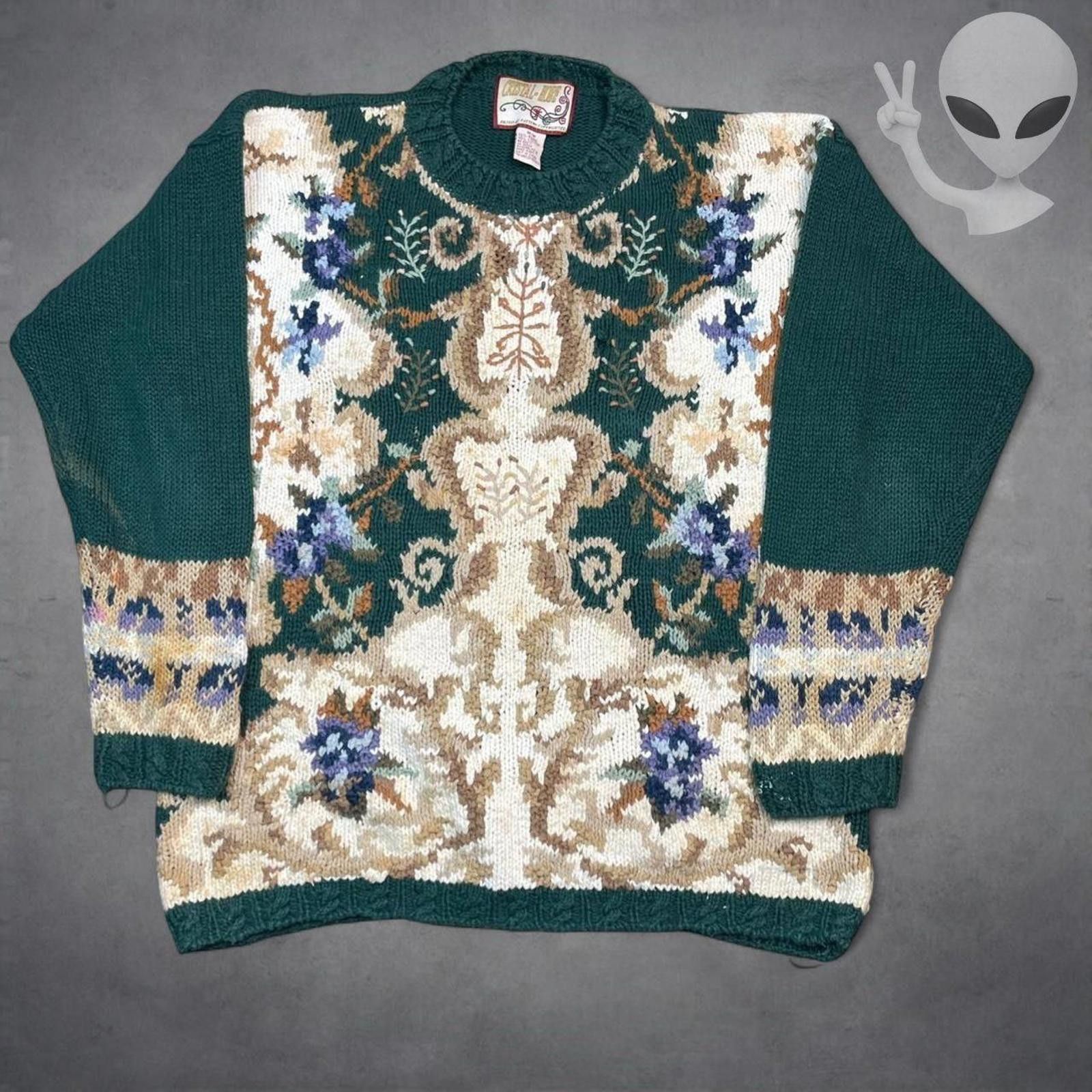 Other Crystal Kobe Sweater Medium Tapestry Knit 90s Grandmacore Size US M / EU 48-50 / 2 - 1 Thumbnail