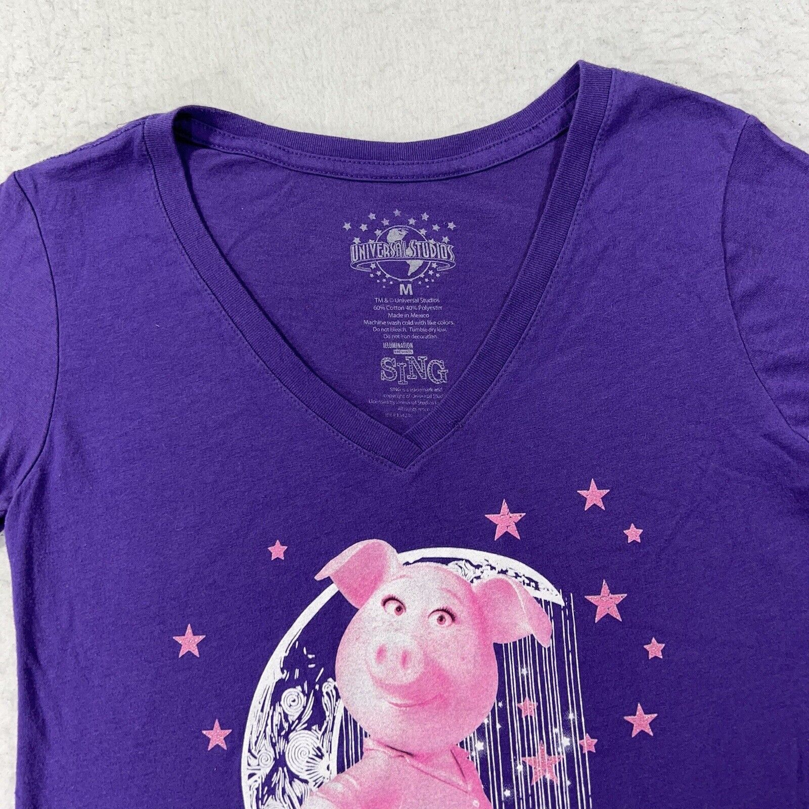 Other Universal Studios Medium SING V-Neck Purple Graphic T Shirt Size M / US 6-8 / IT 42-44 - 2 Thumbnail