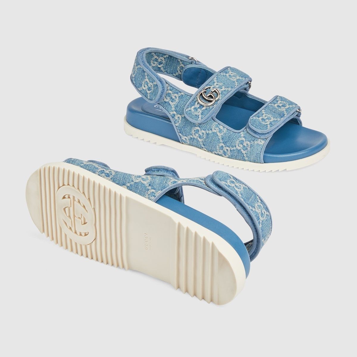 Gucci oc11z1025 Sandals With Double G in Light Blue Size US 6 / IT 36 - 6 Thumbnail