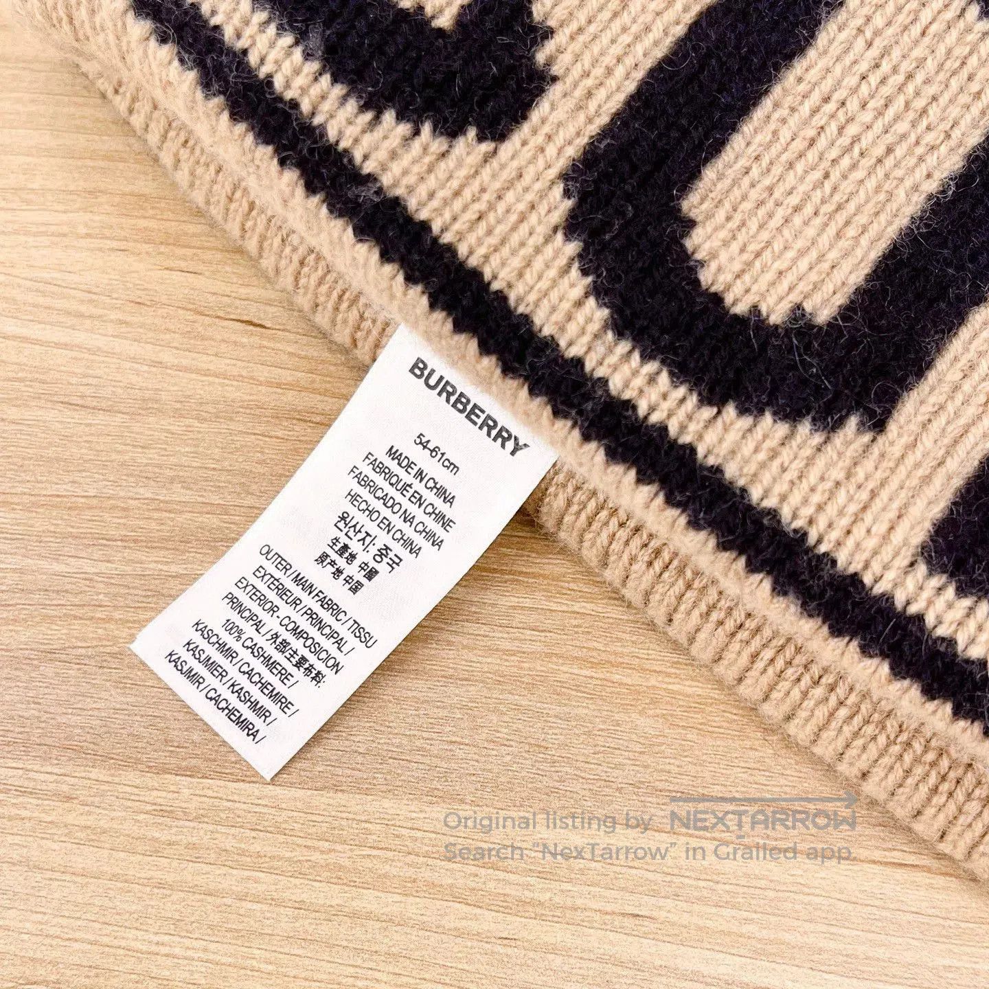 Burberry Burberry Camel Cashmere Black Logo Beanie. Size ONE SIZE - 8 Thumbnail