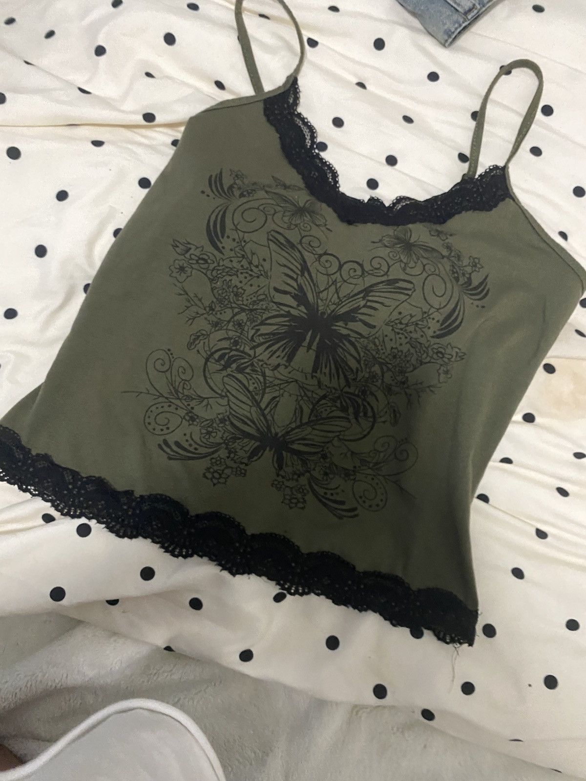 Shein Cottage/Grunge Green Butterfly Tank Size S / US 4 / IT 40 - 2 Thumbnail
