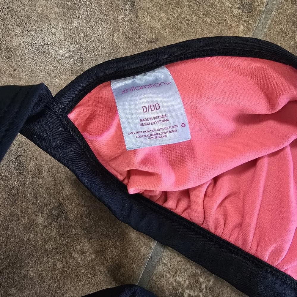 Designer Pink Black Lined XHLN Bikini Top Size ONE SIZE - 4 Thumbnail