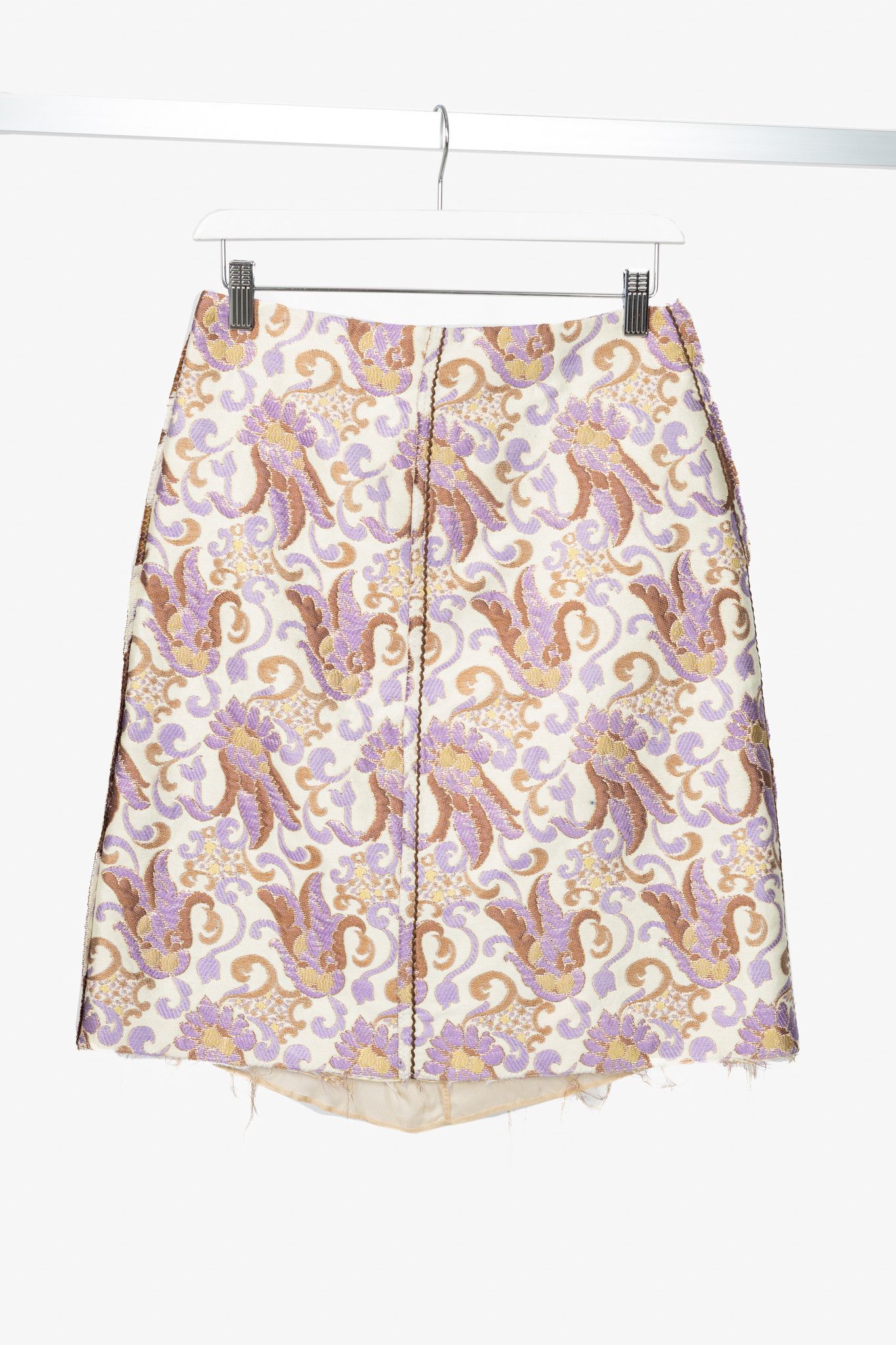 Prada Prada SS15 Metallic-Baroque Jacquard Pencil Skirt Size 27" / US 4 / IT 40 - 1 Thumbnail