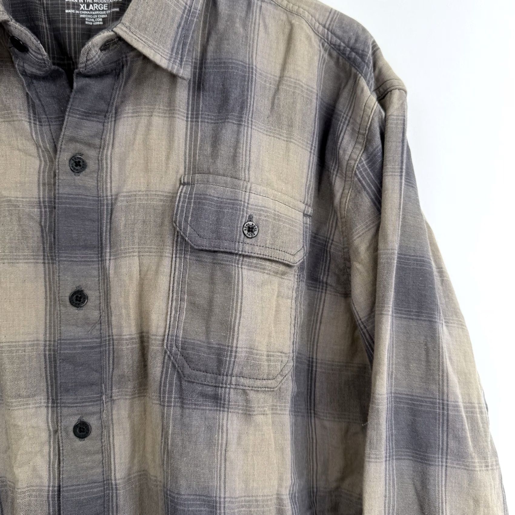 Vintage KÜHL Flannel Shirt Mens XL Brown Gray Plaid Long Sleeve Lightweight Hiking Button-Up Casual Outdoor Mens XL Brown Plaid Flannel Shirt Size US XL / EU 56 / 4 - 4 Thumbnail