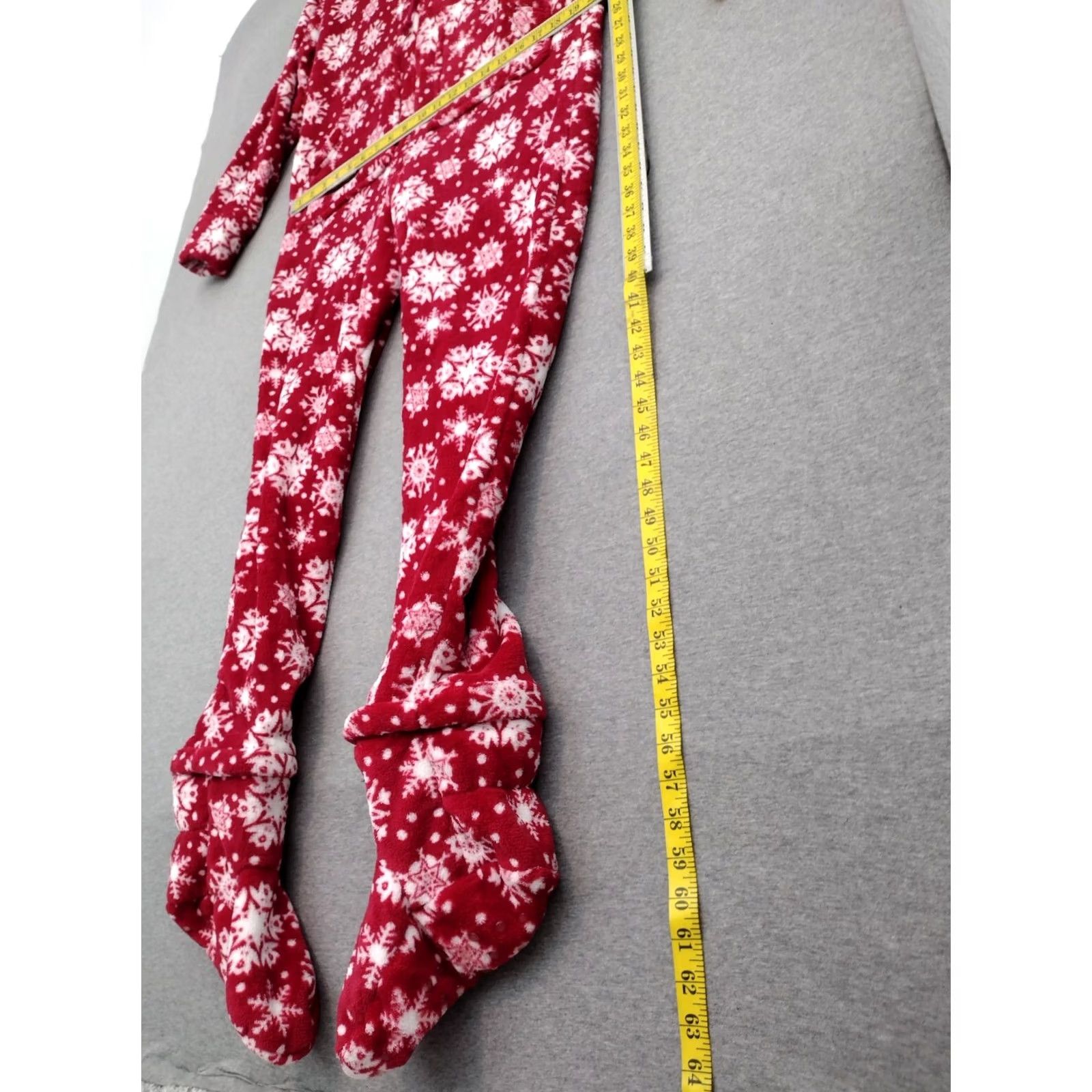 Vintage Alexander Del Rossa Women's Fleece One Piece One Zee Pajamas Footed Red/White S Size ONE SIZE - 7 Thumbnail
