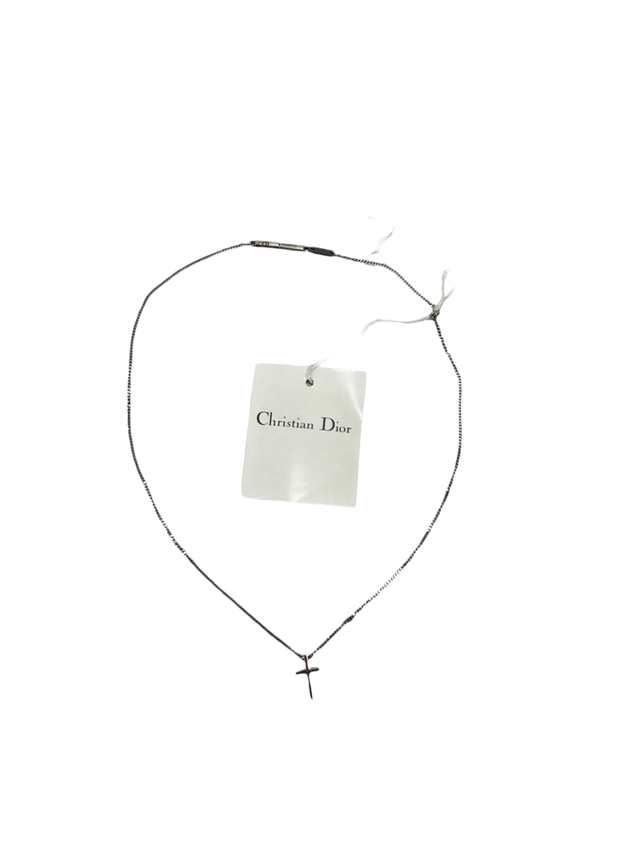 Dior Dior Silver Chain Necklace With 'Crucifix' Pendent Size ONE SIZE - 1 Thumbnail