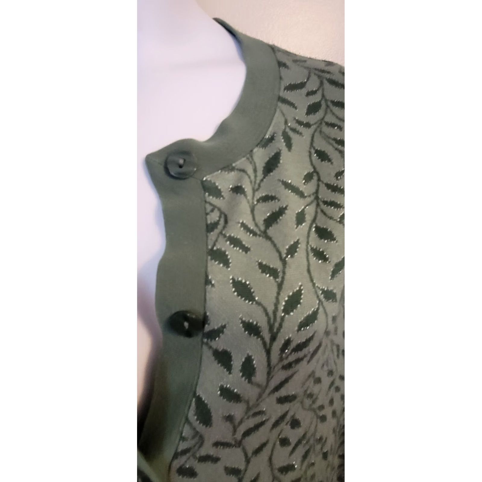 Vintage VINTAGE Cathy Daniels Cardigan Sweater 1X Green Knit Botanical Acrylic Polyester Button Ladies Size XL / US 12-14 / IT 48-50 - 5 Thumbnail