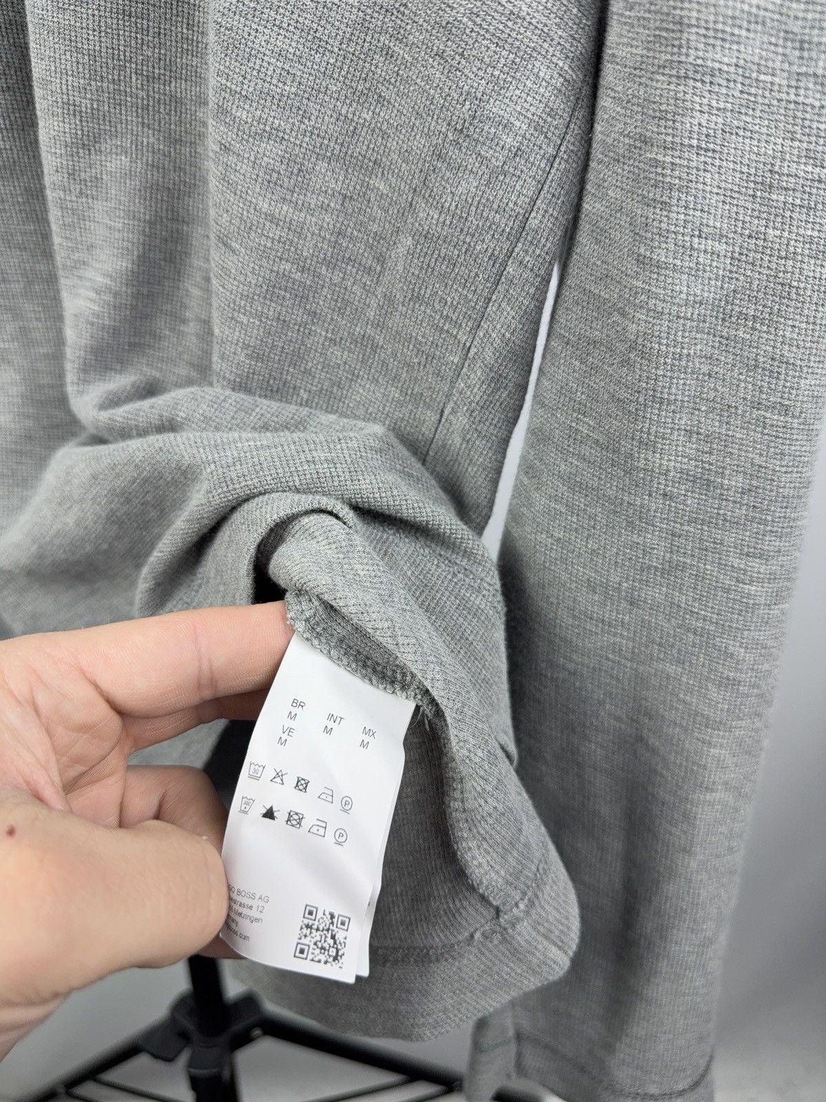 Hugo Boss Luxury BOSS Slim Fit Gray Waffle Knit Long Sleeve Shirt M Size US M / EU 48-50 / 2 - 6 Thumbnail
