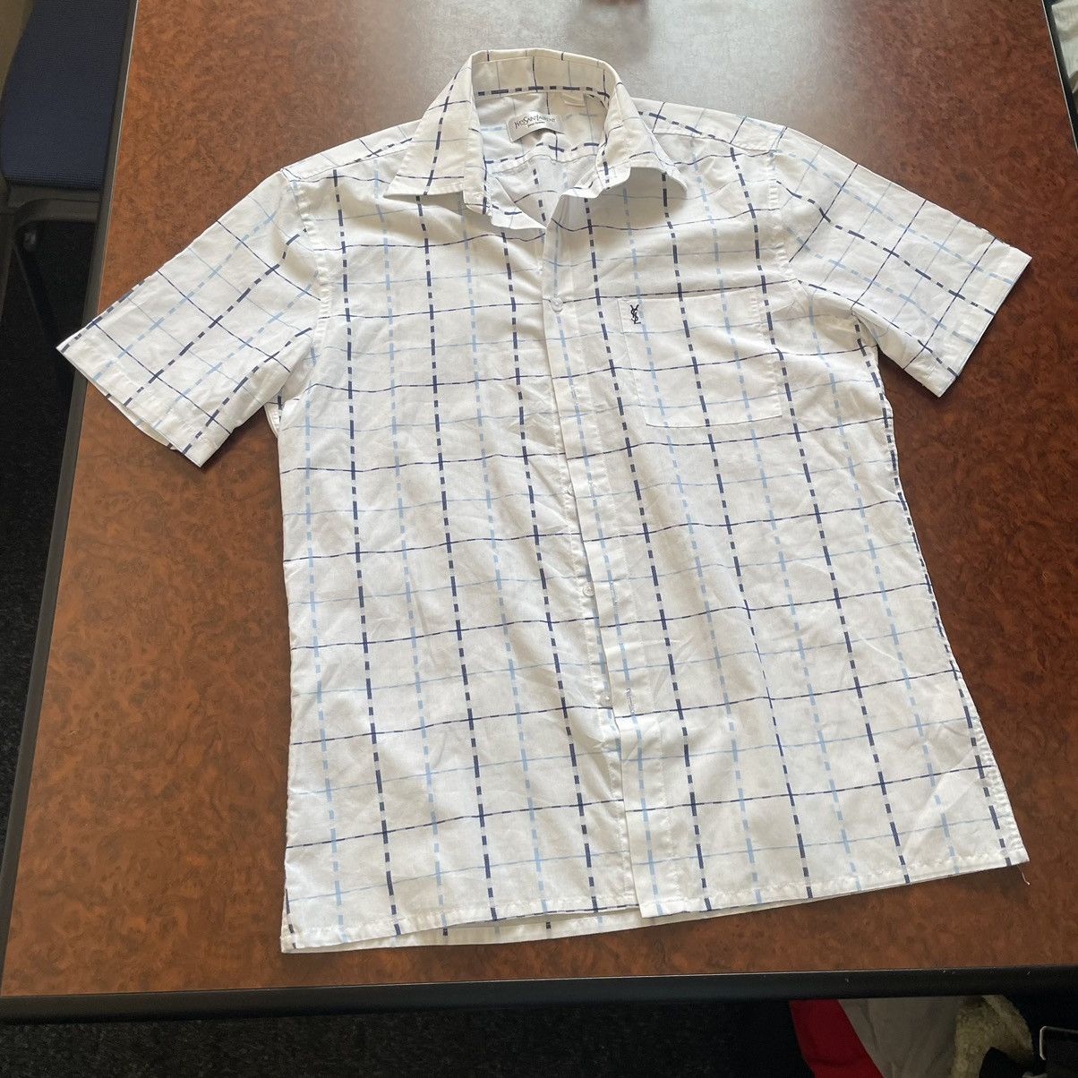 Vintage × Yves Saint Laurent Yves Saint Laurent YSL Shirt striped summer flannel hawaii Size US M / EU 48-50 / 2 - 1 Thumbnail