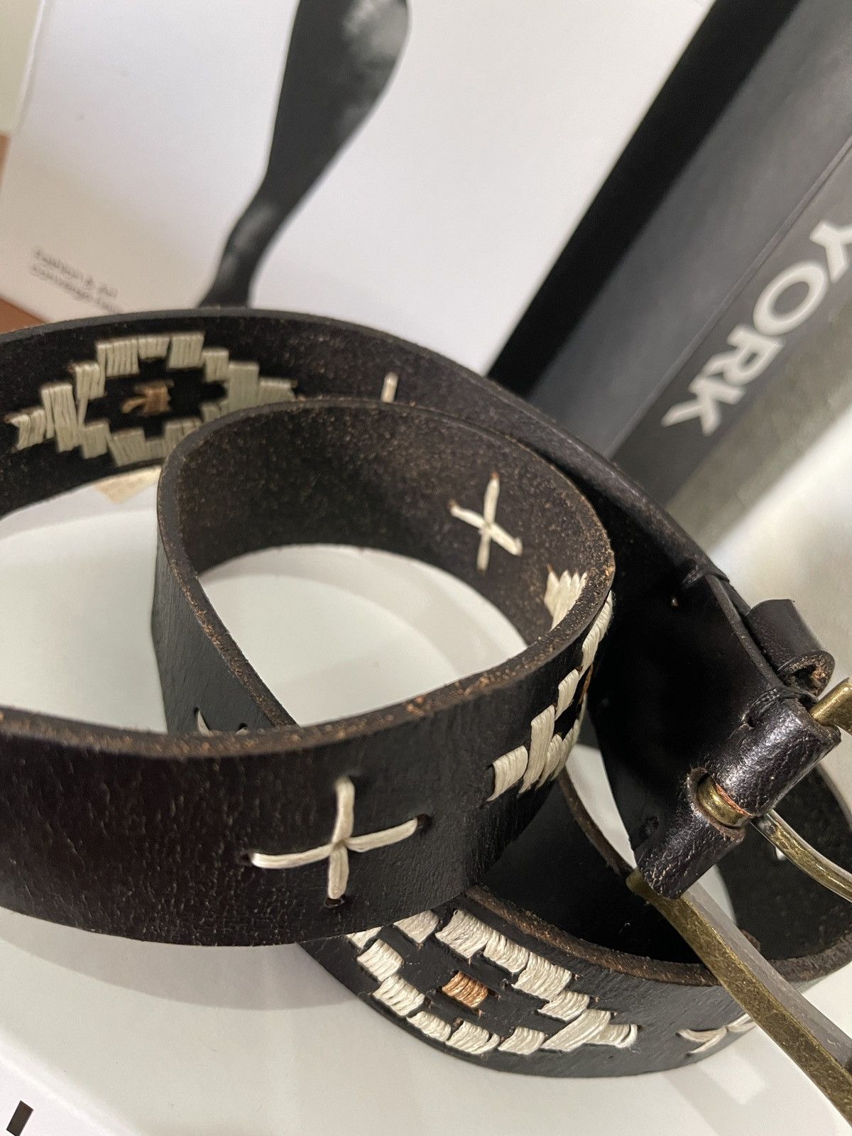 Vintage Vintage Handmade Rockabilly Leather Belt Size 30 - 6 Thumbnail