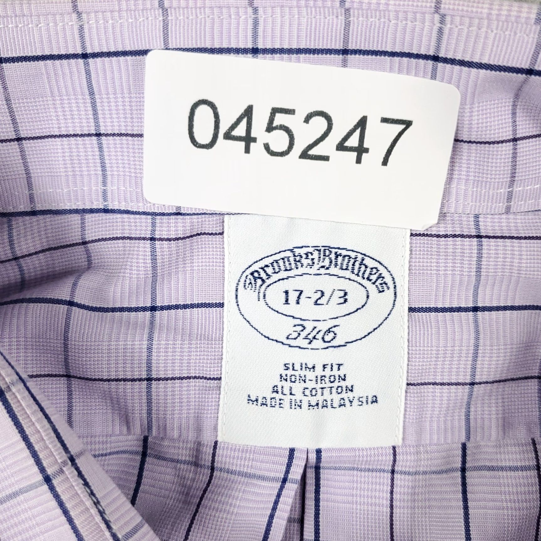 Brooks Brothers VINTAGE Brooks Brothers Shirt Mens 17 Purple Check Dress Button Up Long Sleeve - 100% Cotton, Regular Fit, Non-Iron, Classic Preppy Mens Dress Shirt Size 46R - 7 Thumbnail