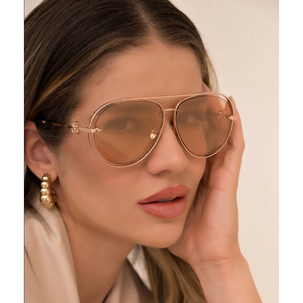 Roberto Cavalli NEW Roberto Cavalli SRC032M Gold Aviator Sunglasses $800 Size ONE SIZE - 1 Thumbnail