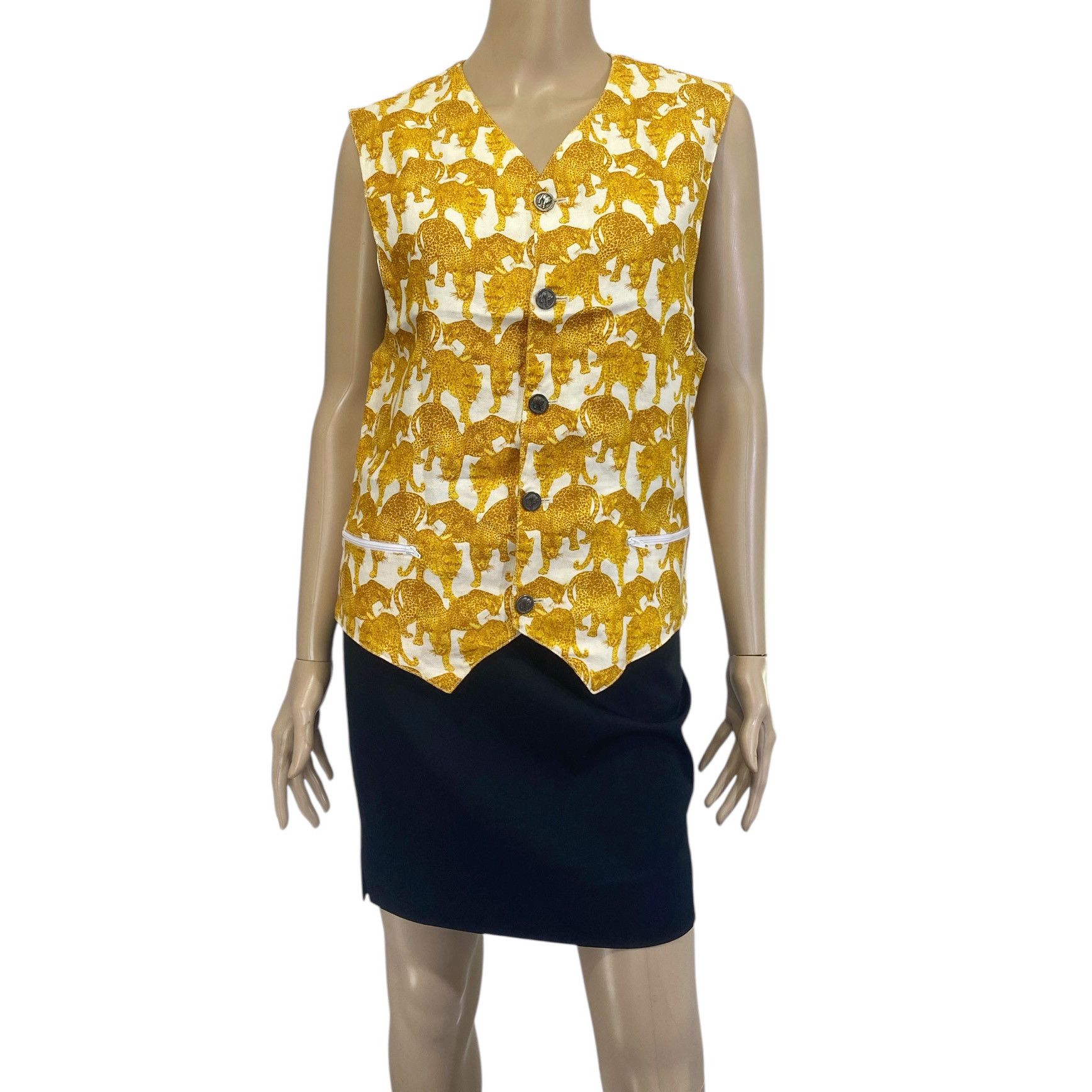 Versus Versace Vintage Yellow Leopard Print Vest Size US S / EU 44-46 / 1 - 1 Thumbnail