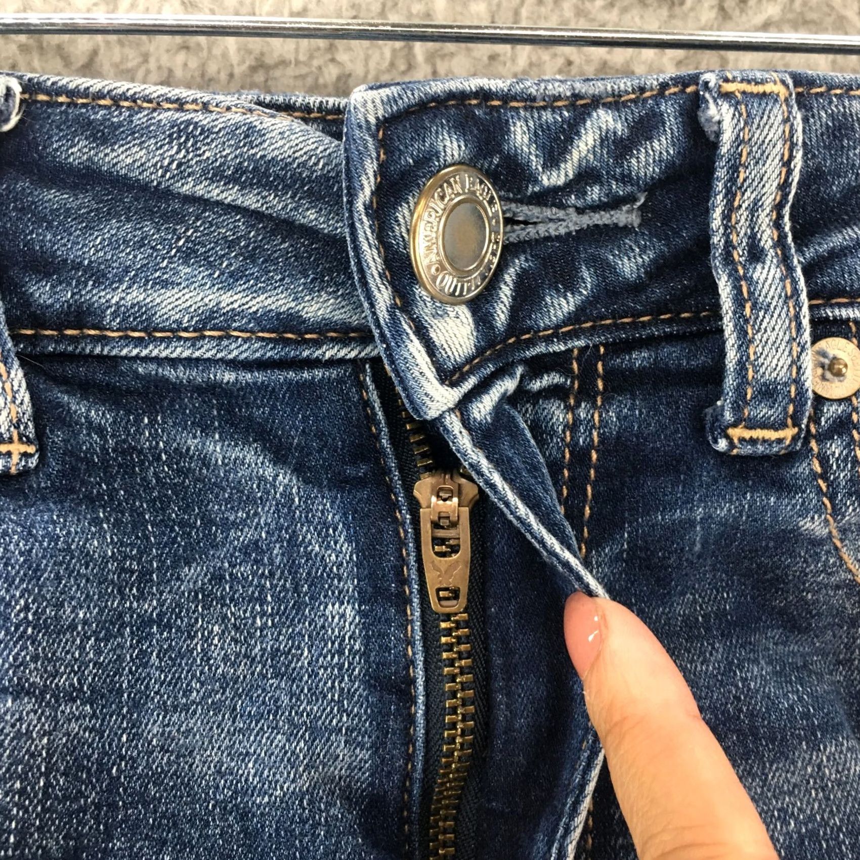 American Eagle Outfitters American Eagle Outfitters Next Level Stretch Distressed Cut Off Short Womens 2 Blue Denim Color Blue 5-Pocket Design Regular Juniors? Size 26" / US 2 / IT 38 - 3 Thumbnail