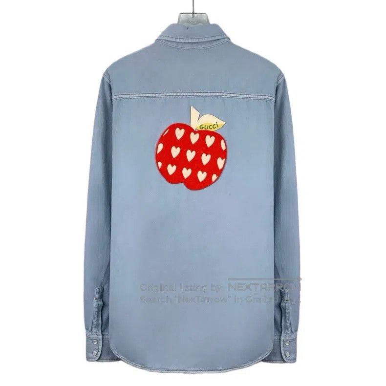 Gucci Gucci Light blue apple embroidered cotton lapel single-bre Size US S / EU 44-46 / 1 - 2 Thumbnail