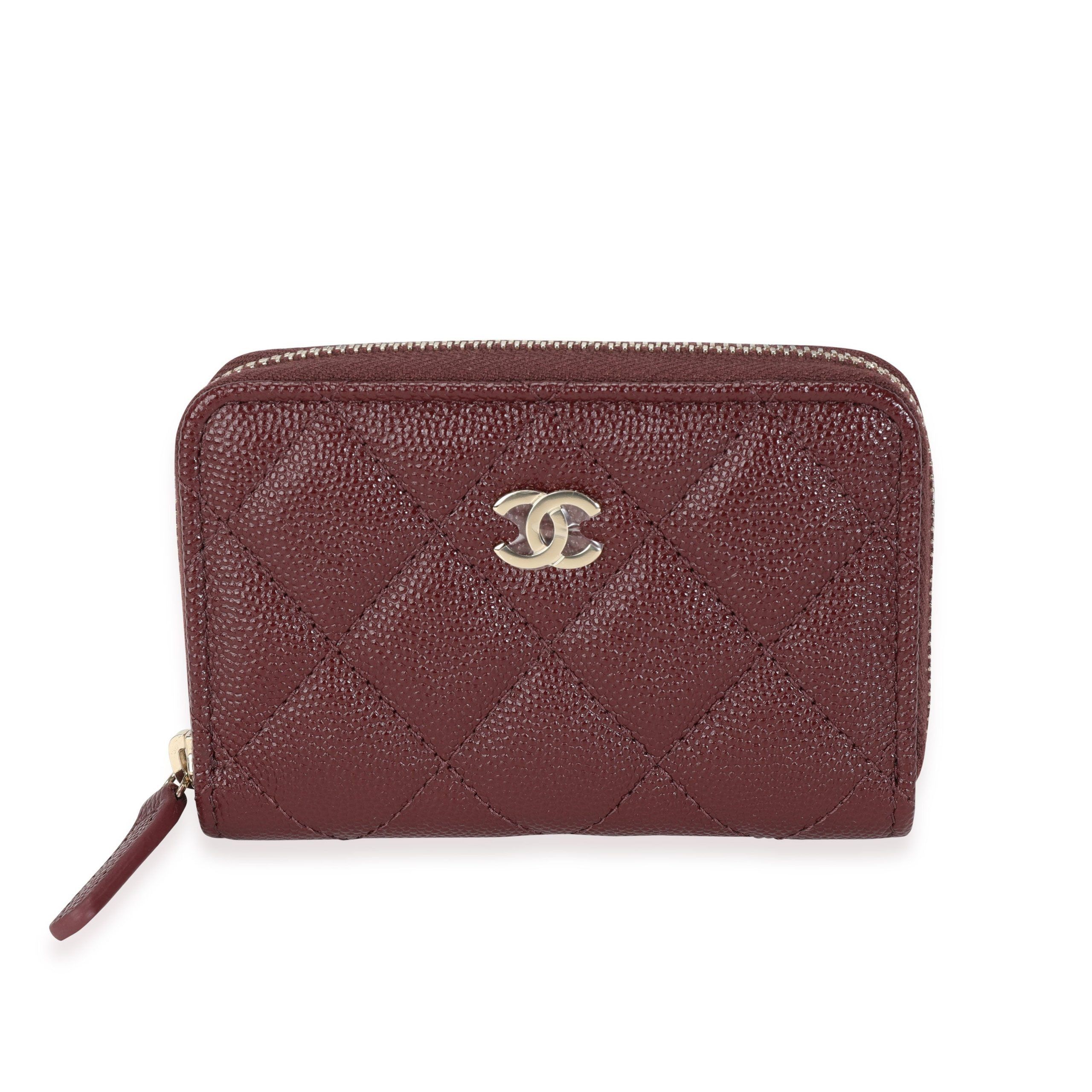 image of Chanel Burgundy Caviar Leather Classic Zipped Coin Purse, Women's
