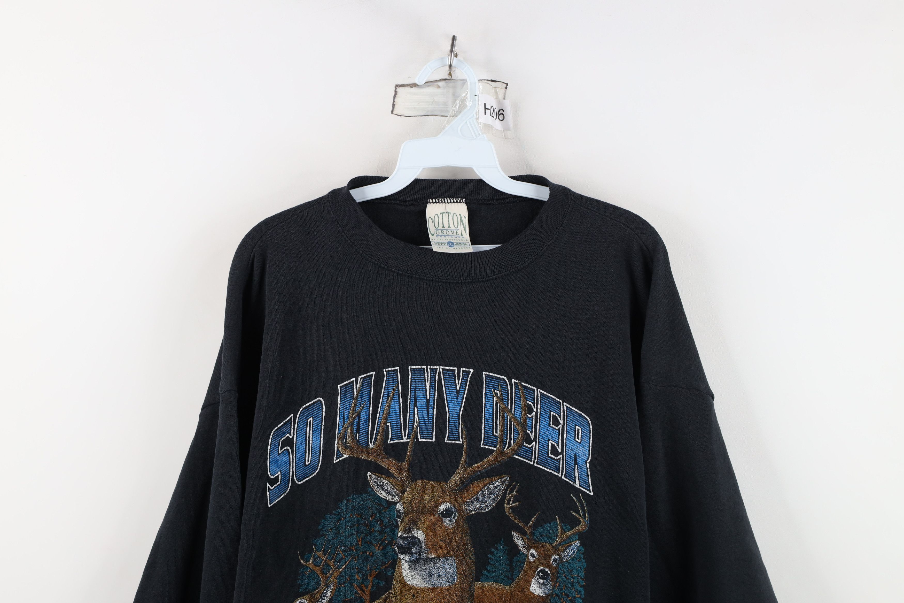 Vintage Vintage 90s Streetwear Deer Buck Sweatshirt USA Black Size US XXL / EU 58 / 5 - 2 Thumbnail