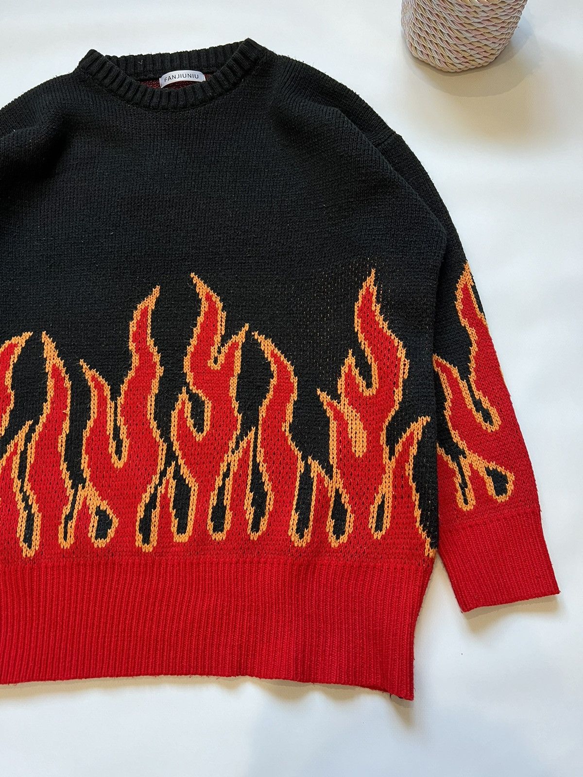 Vintage Vintage Fire Sweater Avant Garde Black Size US S / EU 44-46 / 1 - 2 Thumbnail