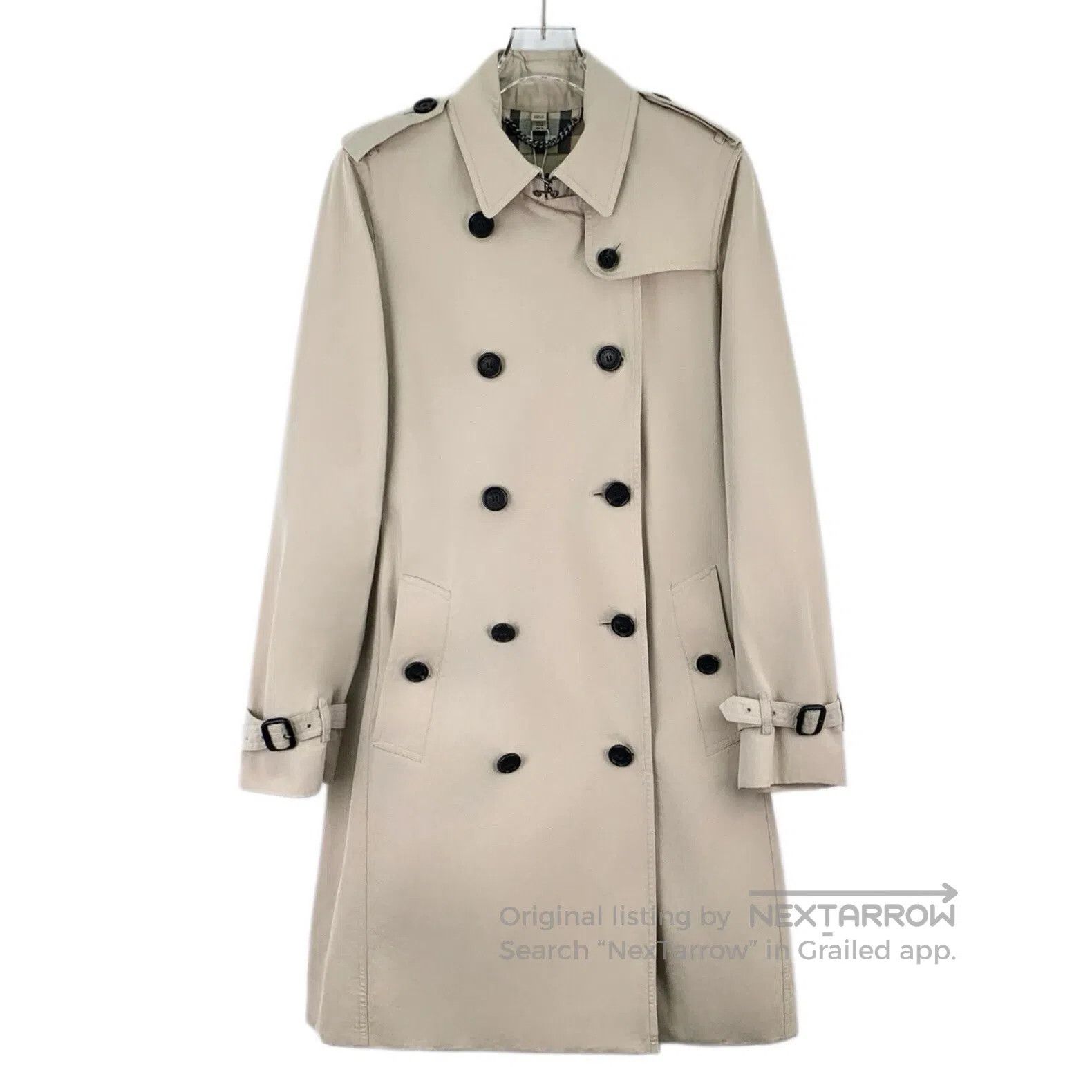 Burberry Burberry Khaki Cotton Notched Lapel Double Breasted Long S Size S / US 4 / IT 40 - 1 Thumbnail